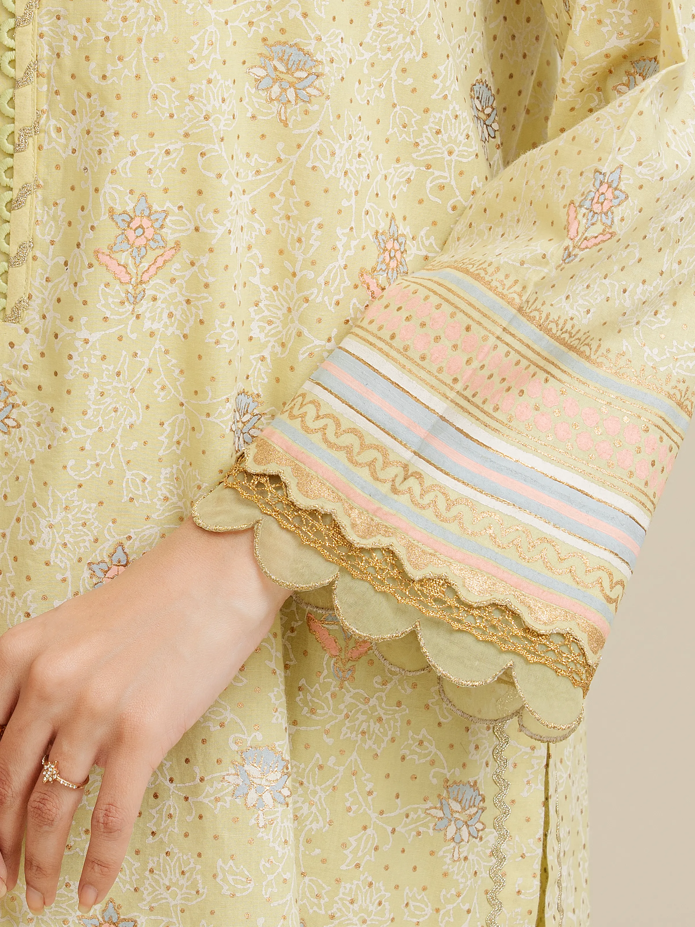 Unstitched Block Print Cambric Suit - EWU5M1-030-3P - Image 3