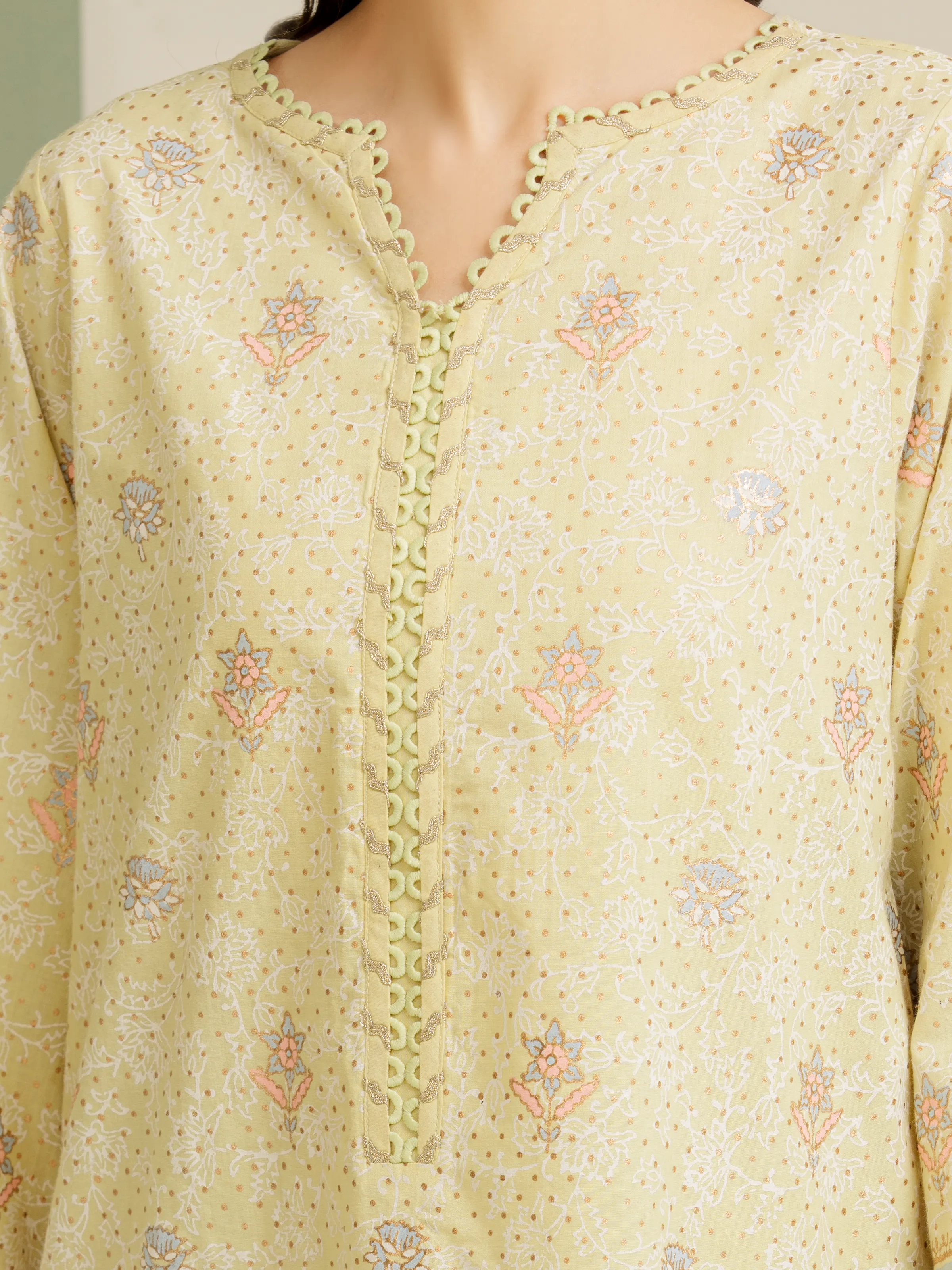 Unstitched Block Print Cambric Suit - EWU5M1-030-3P - Image 4