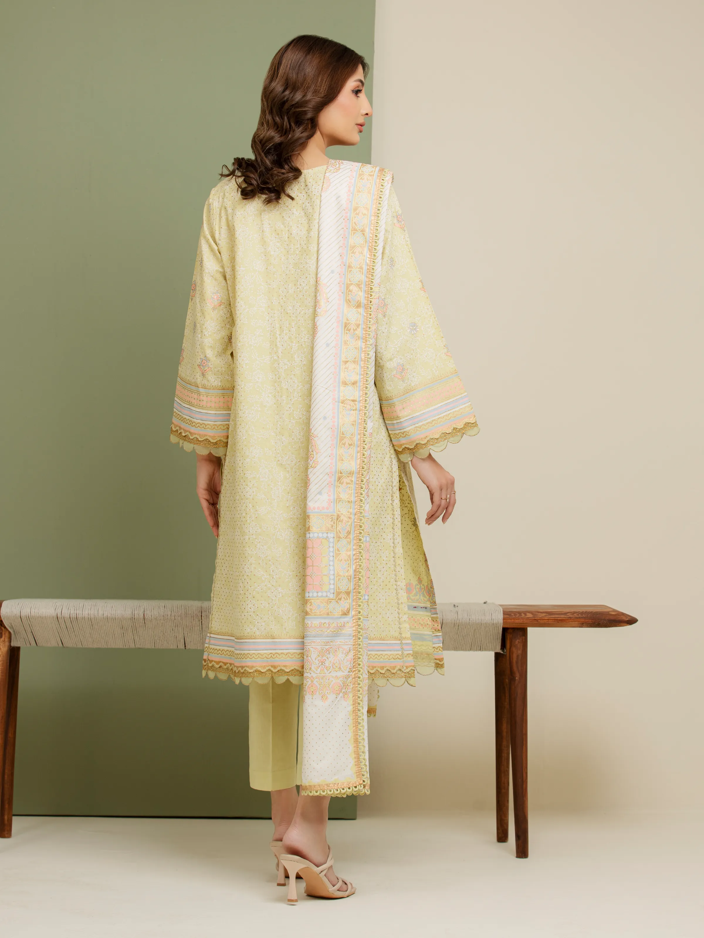 Unstitched Block Print Cambric Suit - EWU5M1-030-3P - Image 6