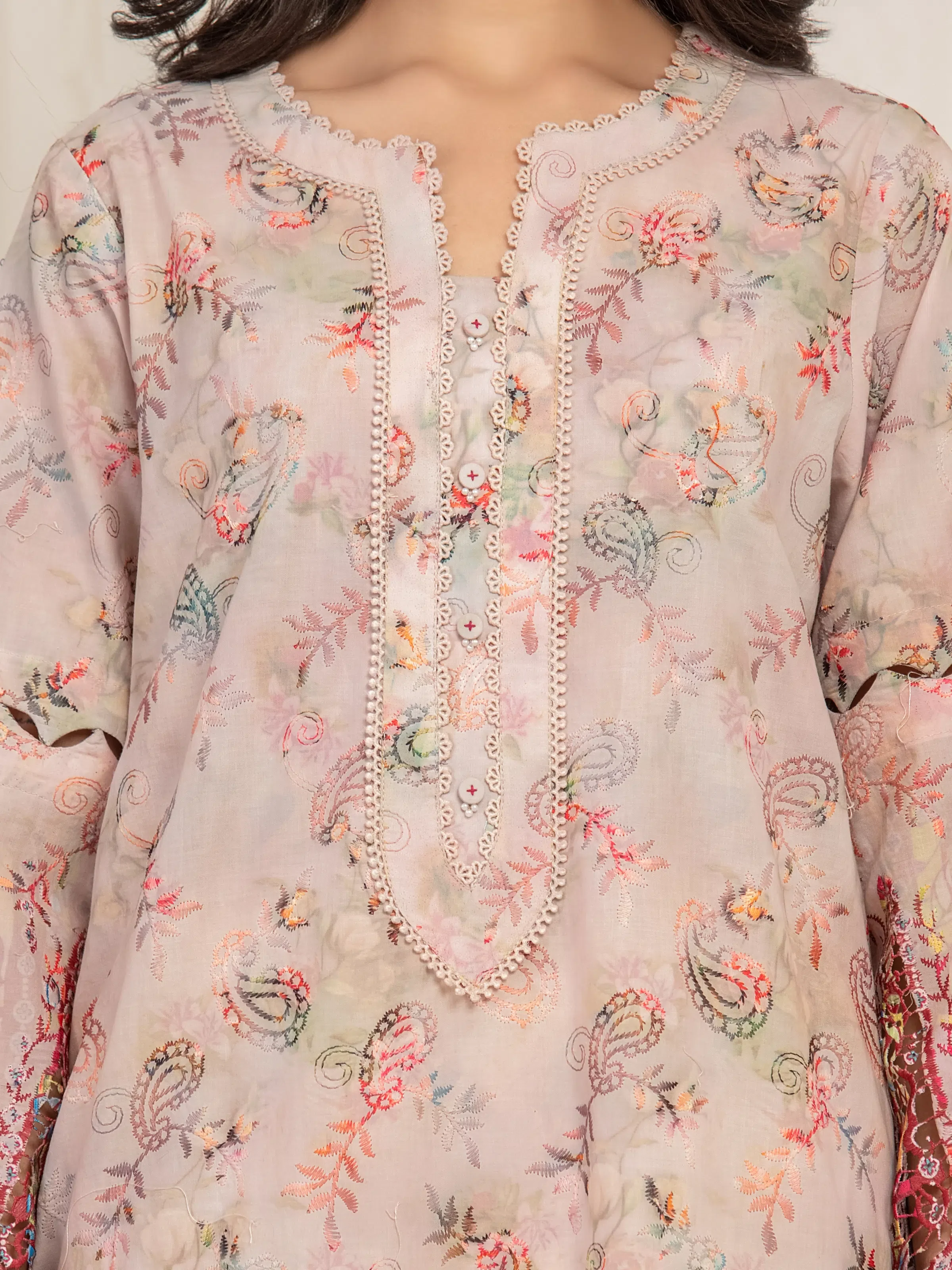 Unstitched Embroidered Cambric Suit - EWU6V2-33510-3P - Image 3