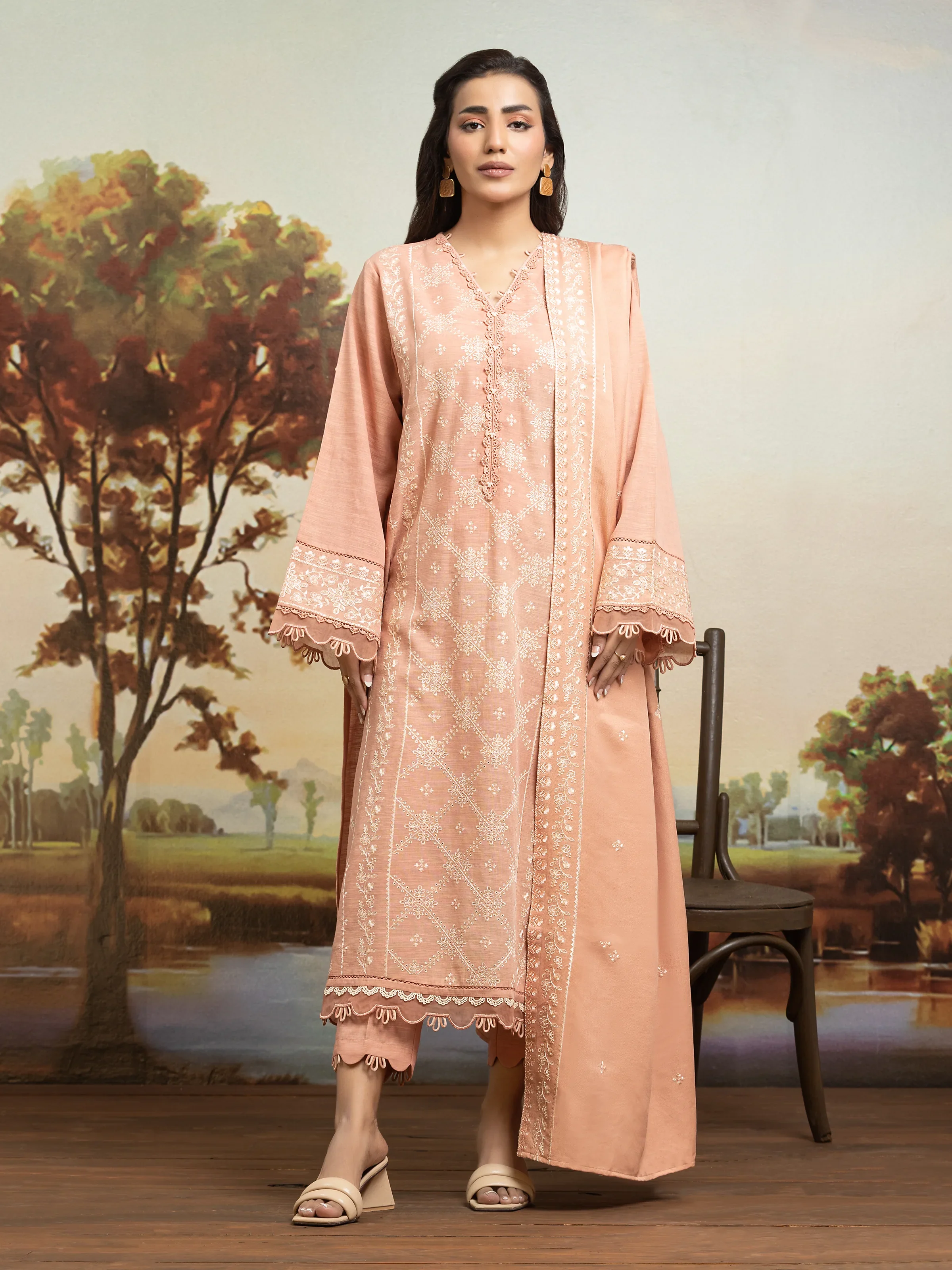 Unstitched Embroidered Khaddar Suit - EWU24V11-30305-3P