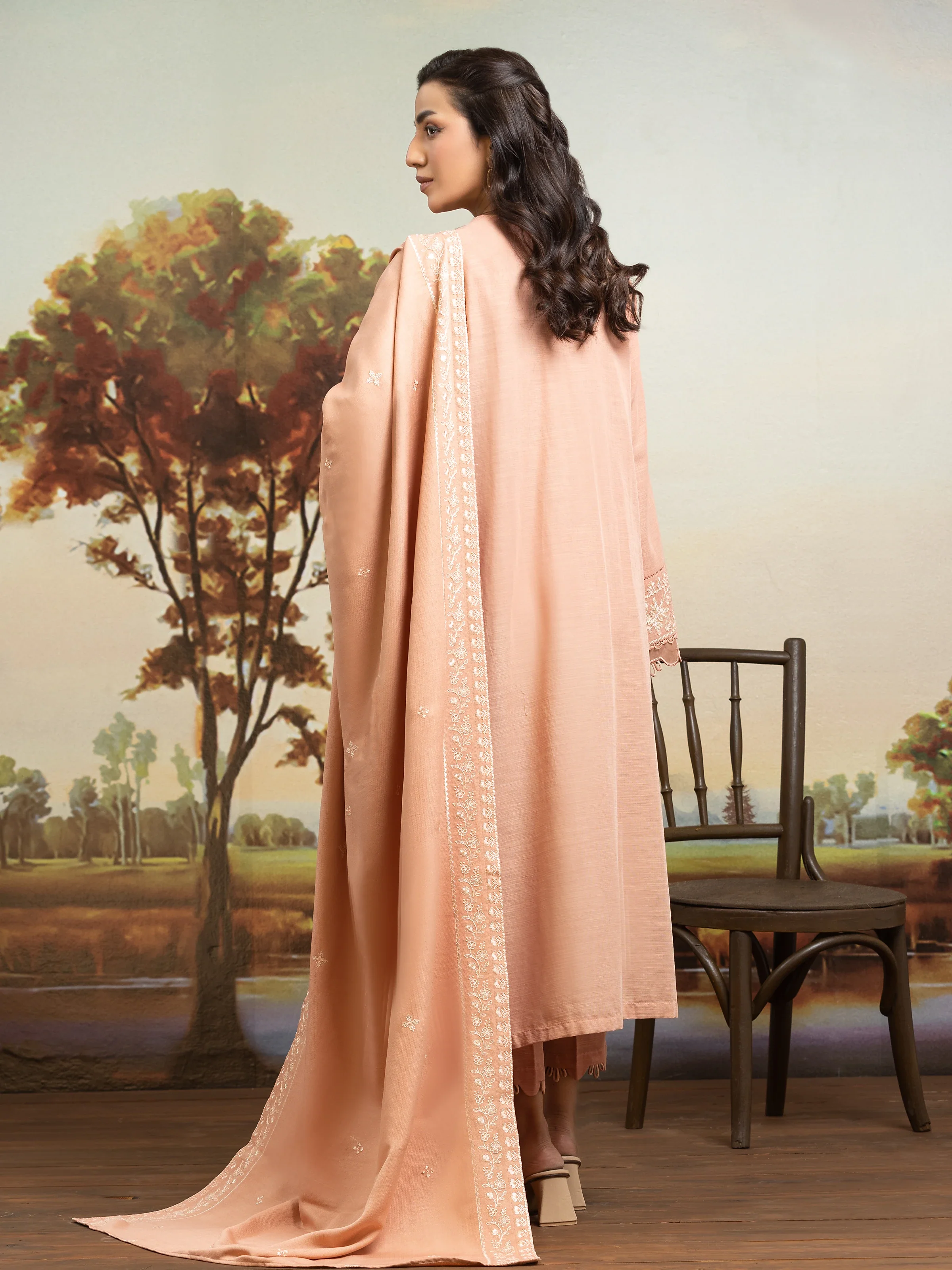 Unstitched Embroidered Khaddar Suit - EWU24V11-30305-3P - Image 2