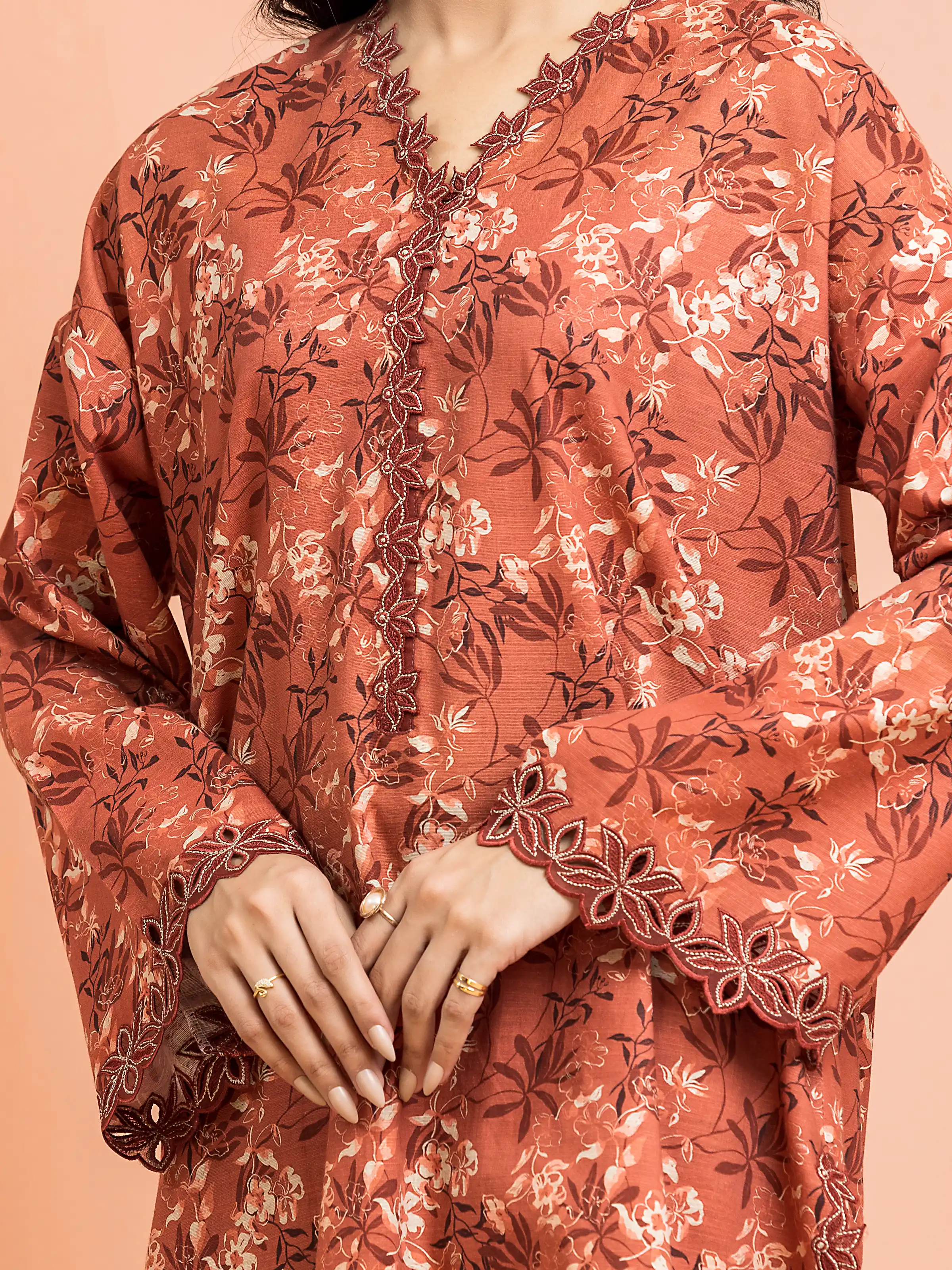 Unstitched Embroidered Marina Twill Suit - EWU24V14-30257-3P - Image 3