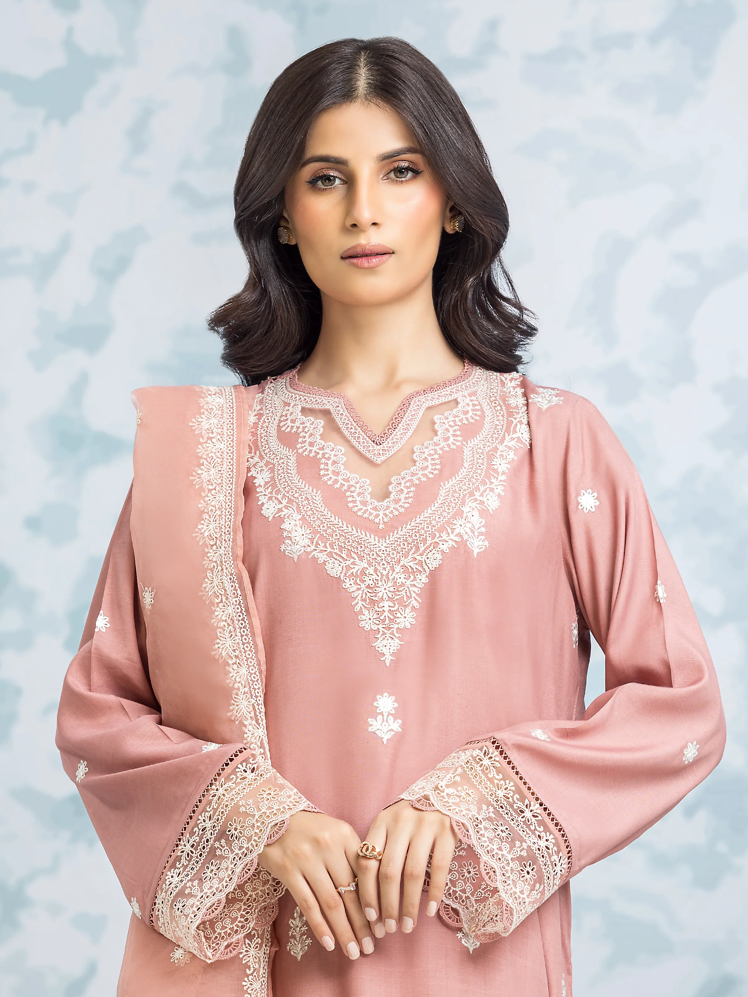 Unstitched Embroidered Raw Silk Suit - EWU24V16-30006-3P - Image 2