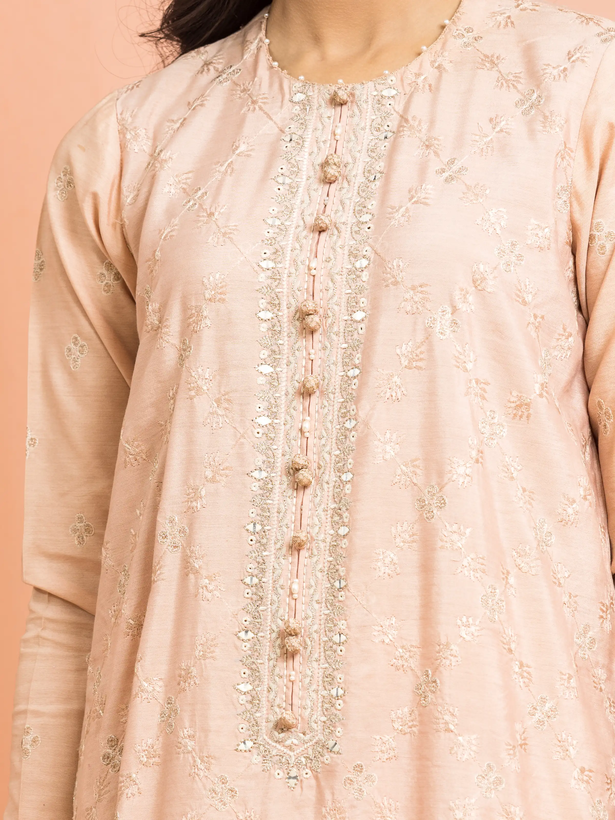 Unstitched Embroidered Raw Silk Suit - EWU24V16-30252-3P - Image 3