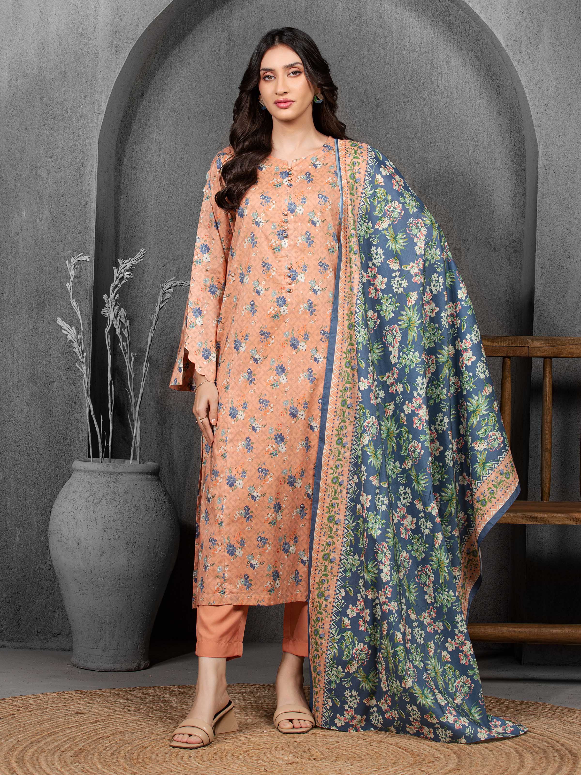 Unstitched Printed Cambric Suit - EWU5A2-35810-3P