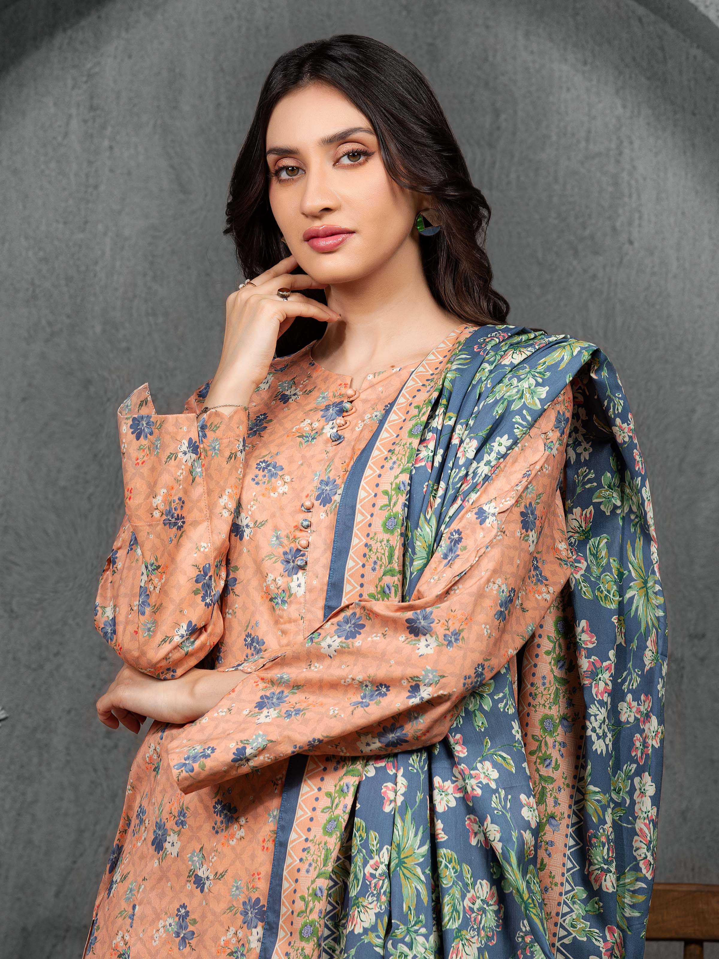 Unstitched Printed Cambric Suit - EWU5A2-35810-3P - Image 2