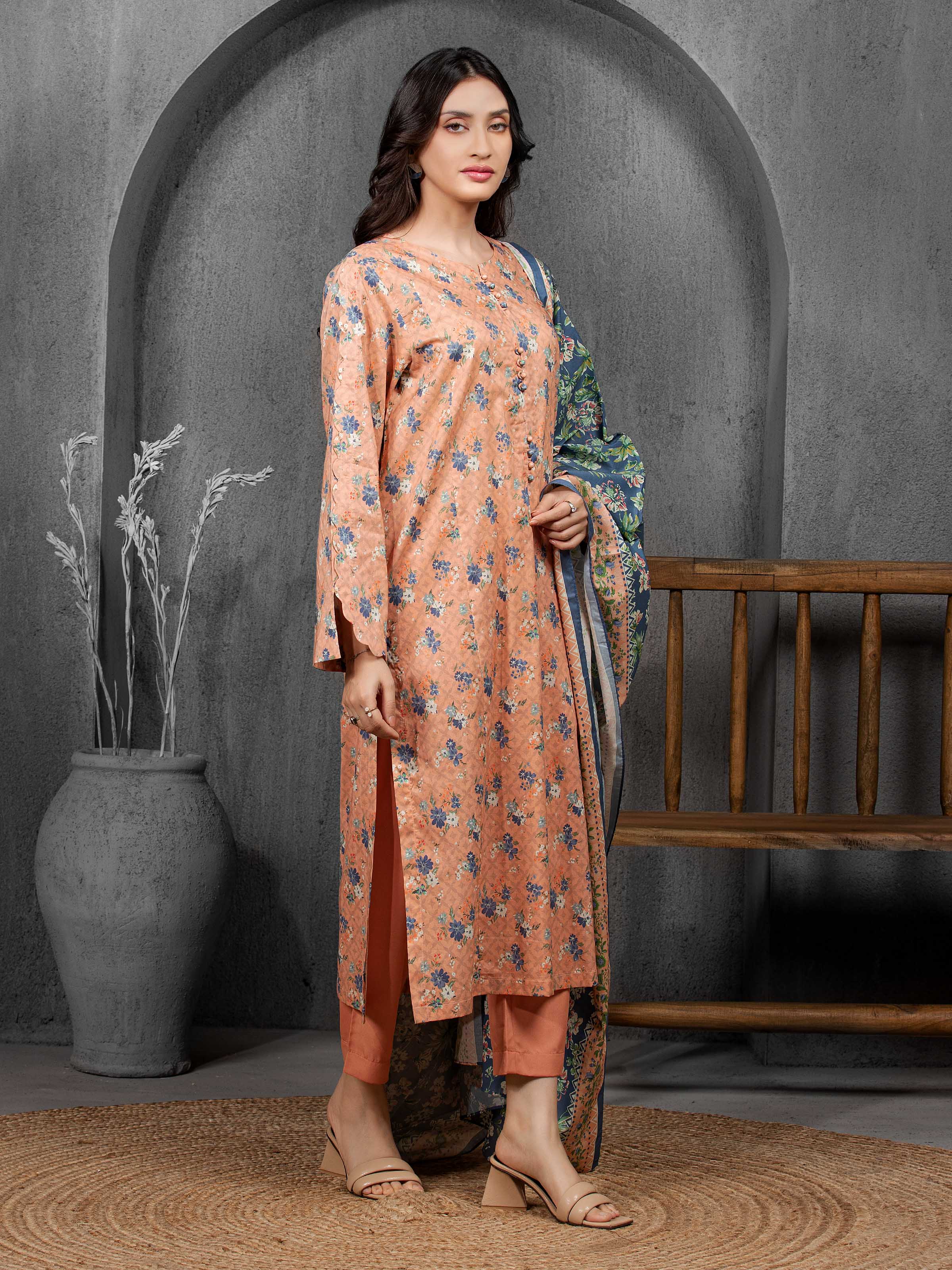 Unstitched Printed Cambric Suit - EWU5A2-35810-3P - Image 5