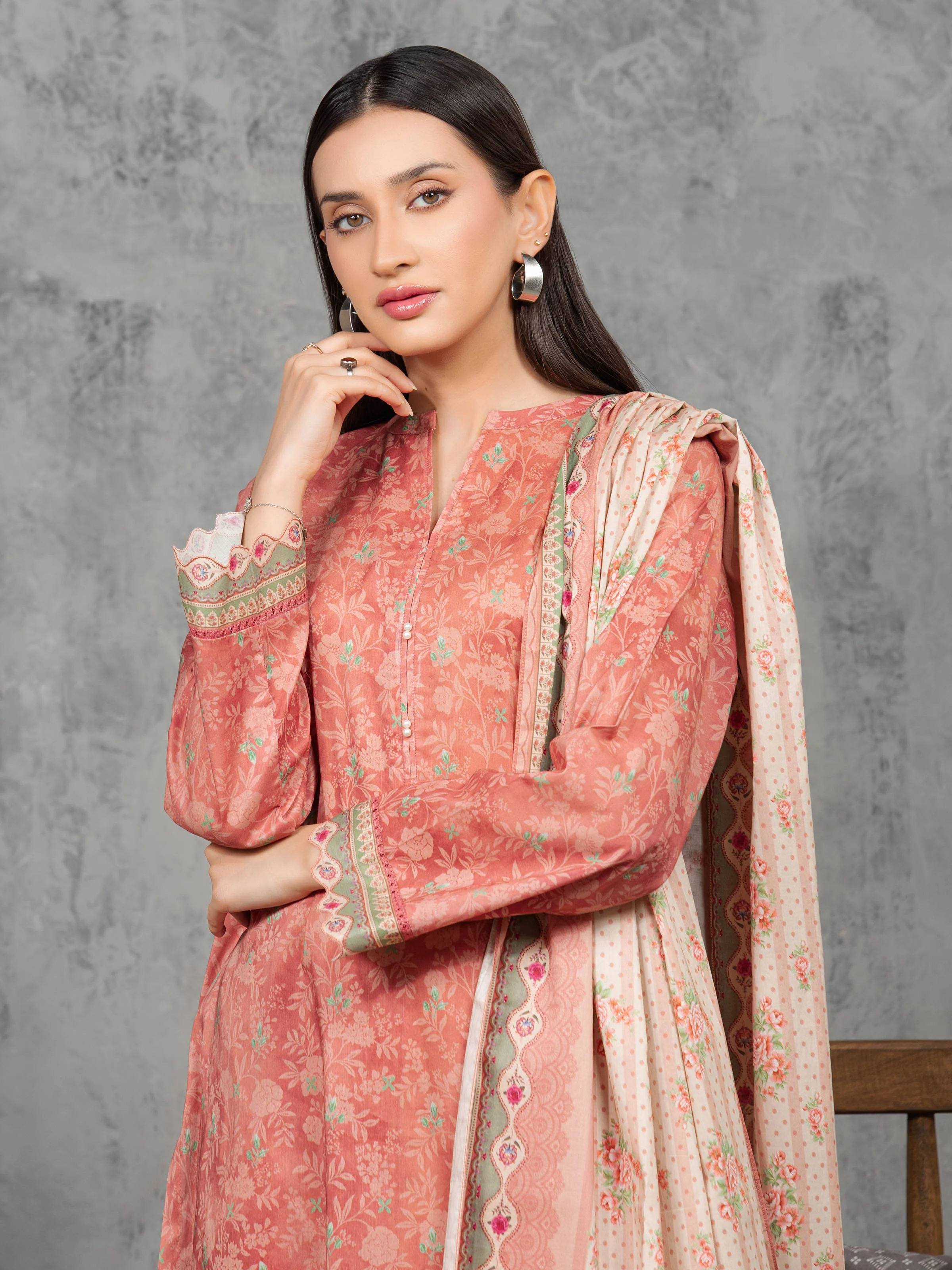 Unstitched Printed Cambric Suit - EWU5A2-35842-3P - Image 2