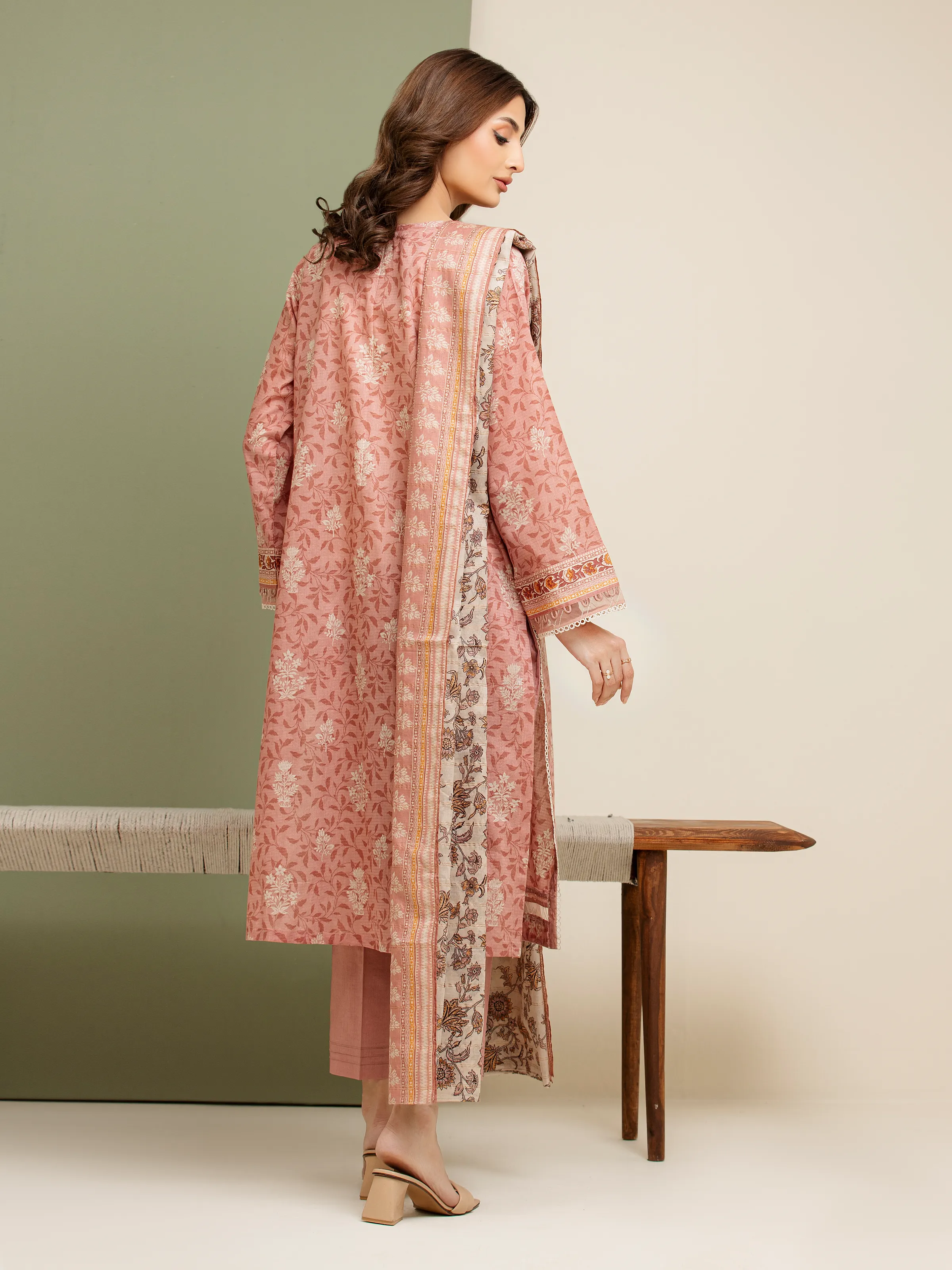 Unstitched Printed Zari Lawn Suit - EWU5M6-012-3P - Image 2