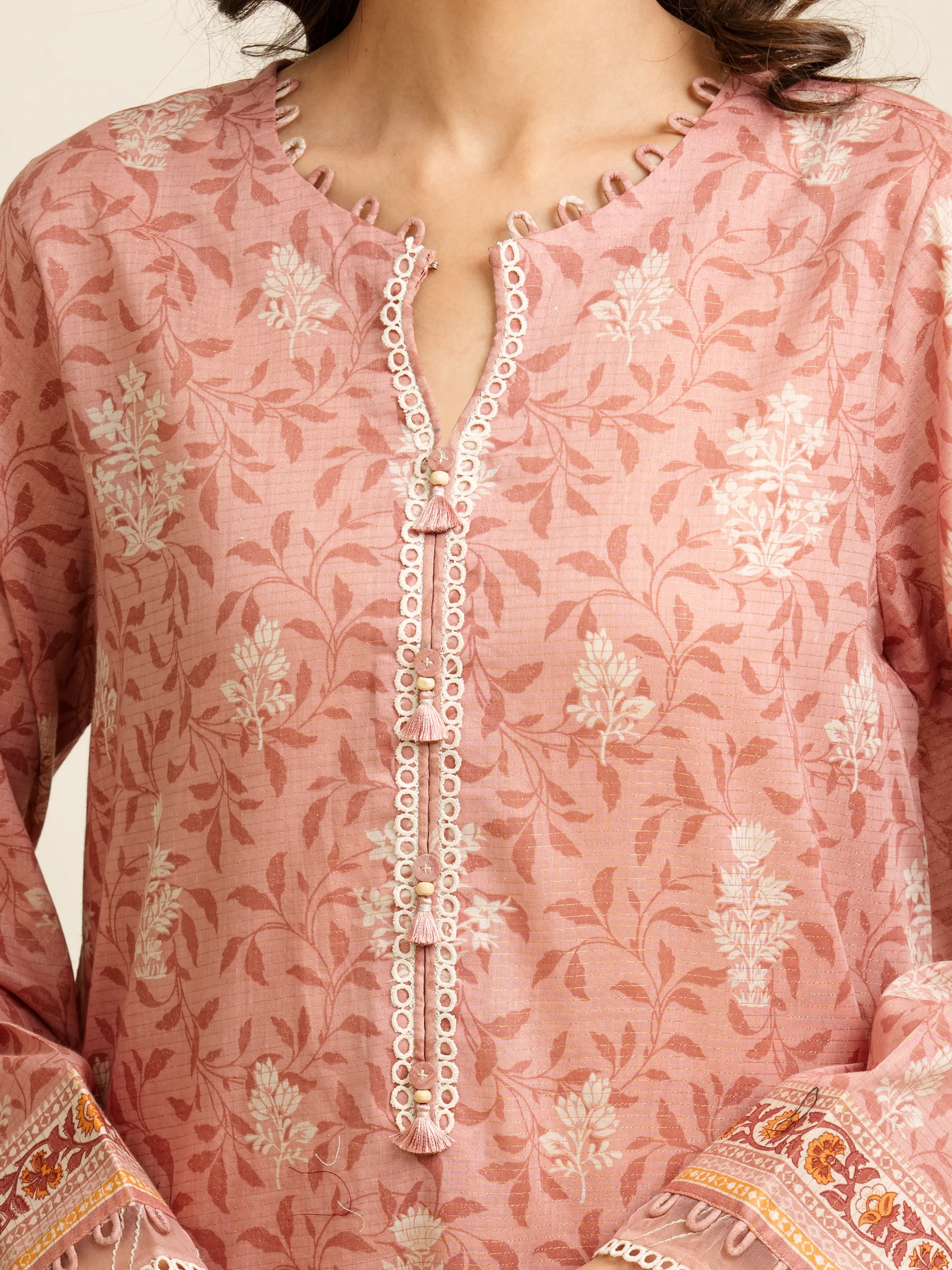 Unstitched Printed Zari Lawn Suit - EWU5M6-012-3P - Image 4
