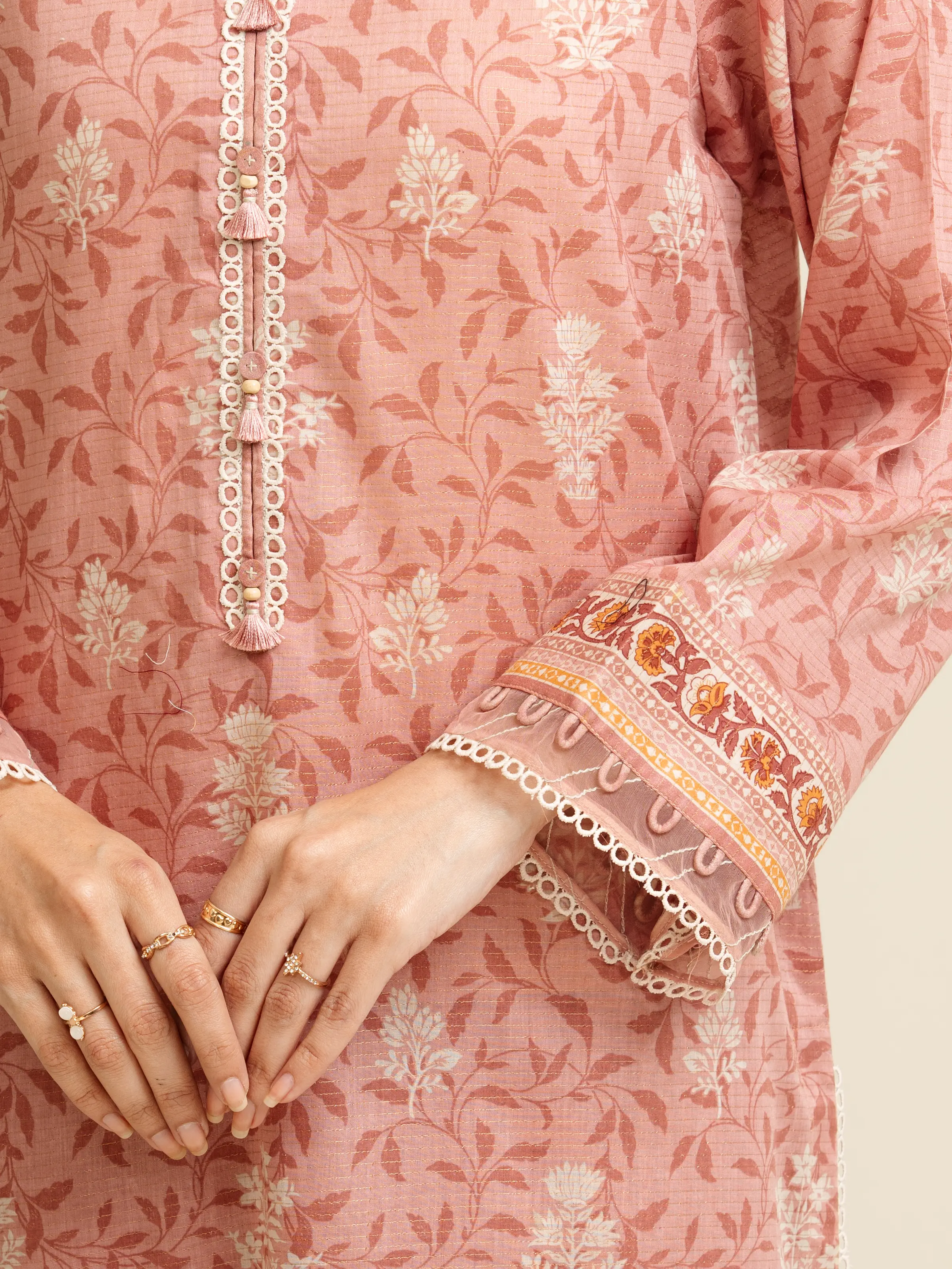 Unstitched Printed Zari Lawn Suit - EWU5M6-012-3P - Image 5