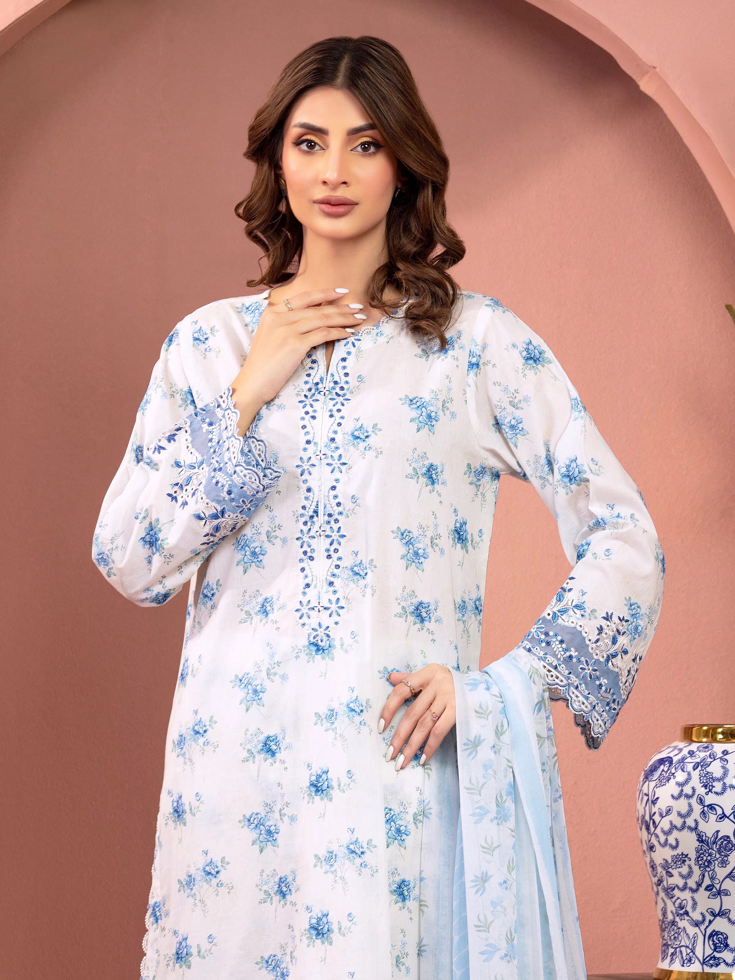 Unstitched Embroidered Lawn Suit - EWU5V1-31488-3P - Image 3