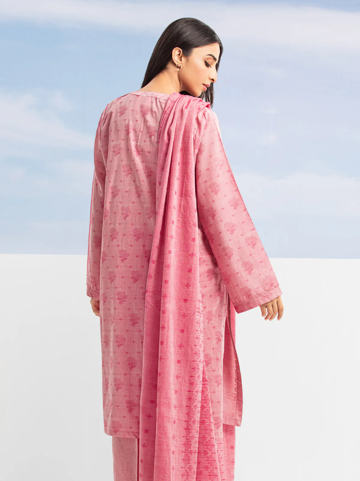 Unstitched Embroidered Jacquard Shirt Dupatta - EWU24V3-28787SD - Image 2