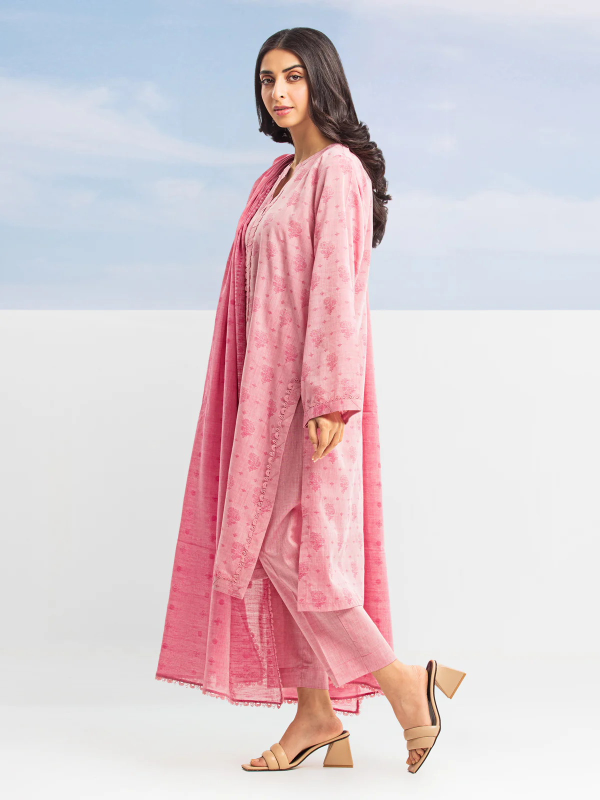 Unstitched Embroidered Jacquard Shirt Dupatta - EWU24V3-28787SD - Image 3