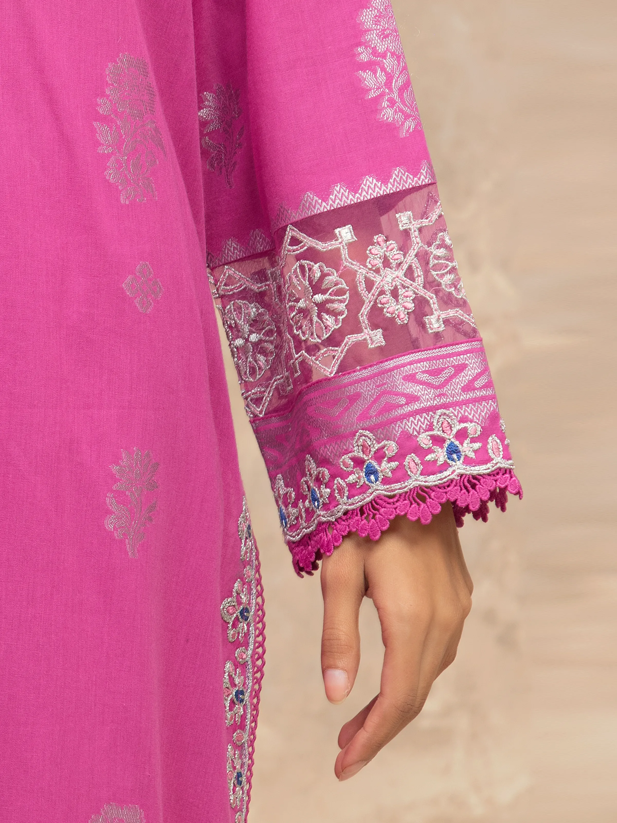 Unstitched Embroidered Jacquard Suit - EWU5V3-31850-3P - Image 4