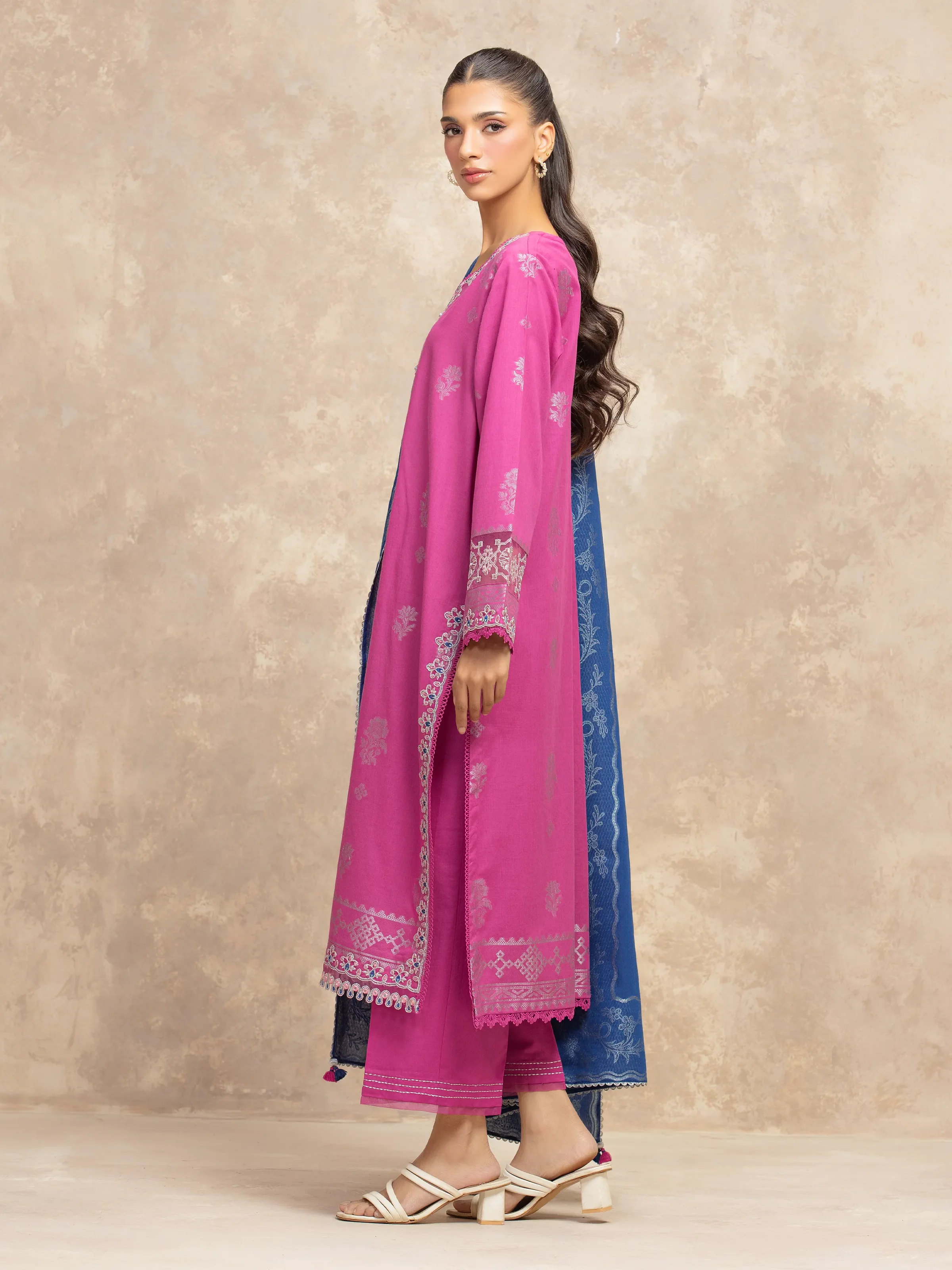 Unstitched Embroidered Jacquard Suit - EWU5V3-31850-3P - Image 5