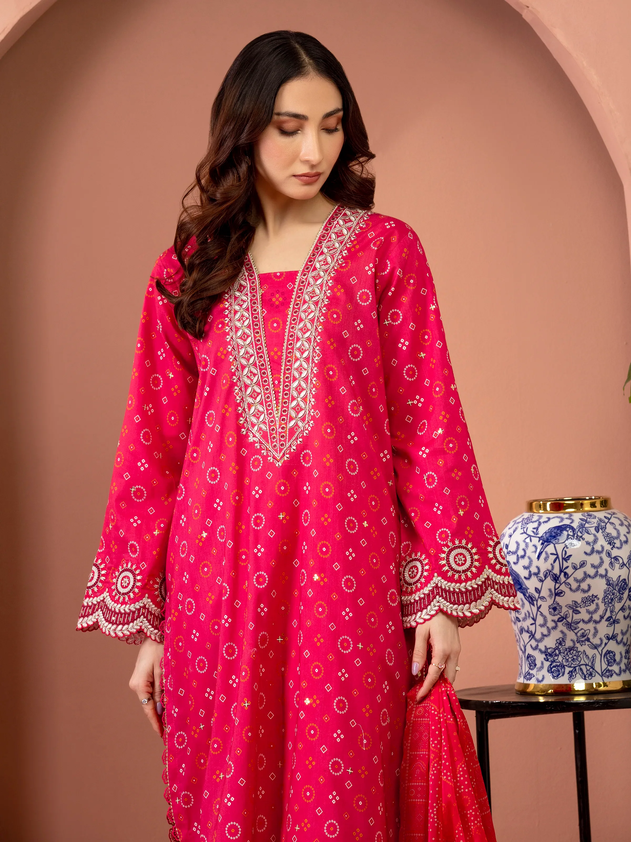 Unstitched Embroidered Lawn Suit - EWU5V1-31418-3P - Image 2