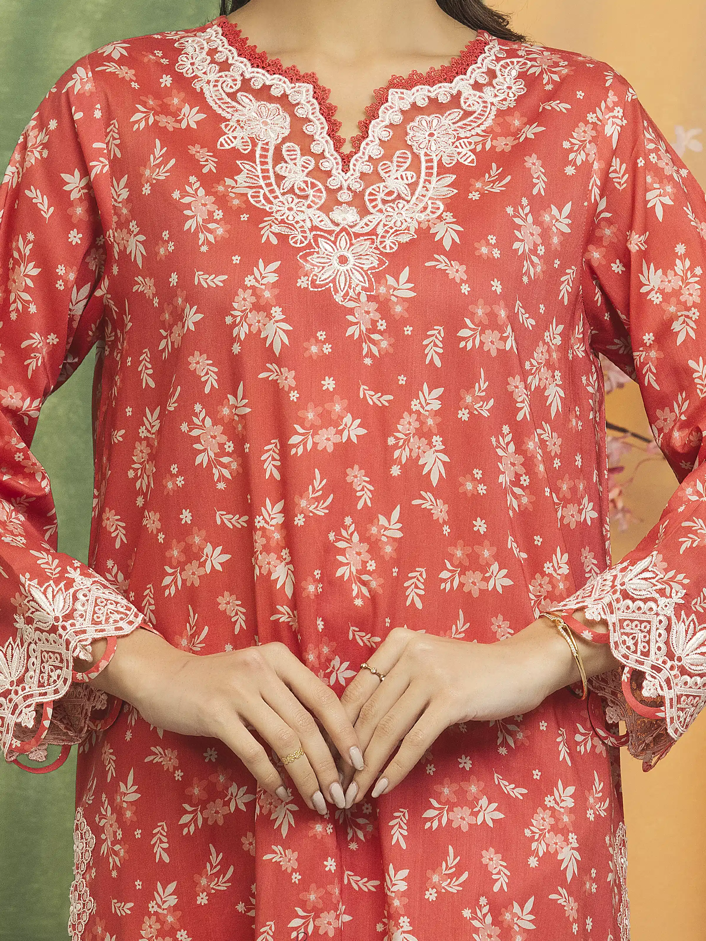 Unstitched Embroidered Lawn Shirt Trouser - EWU5V1-31472ST - Image 3