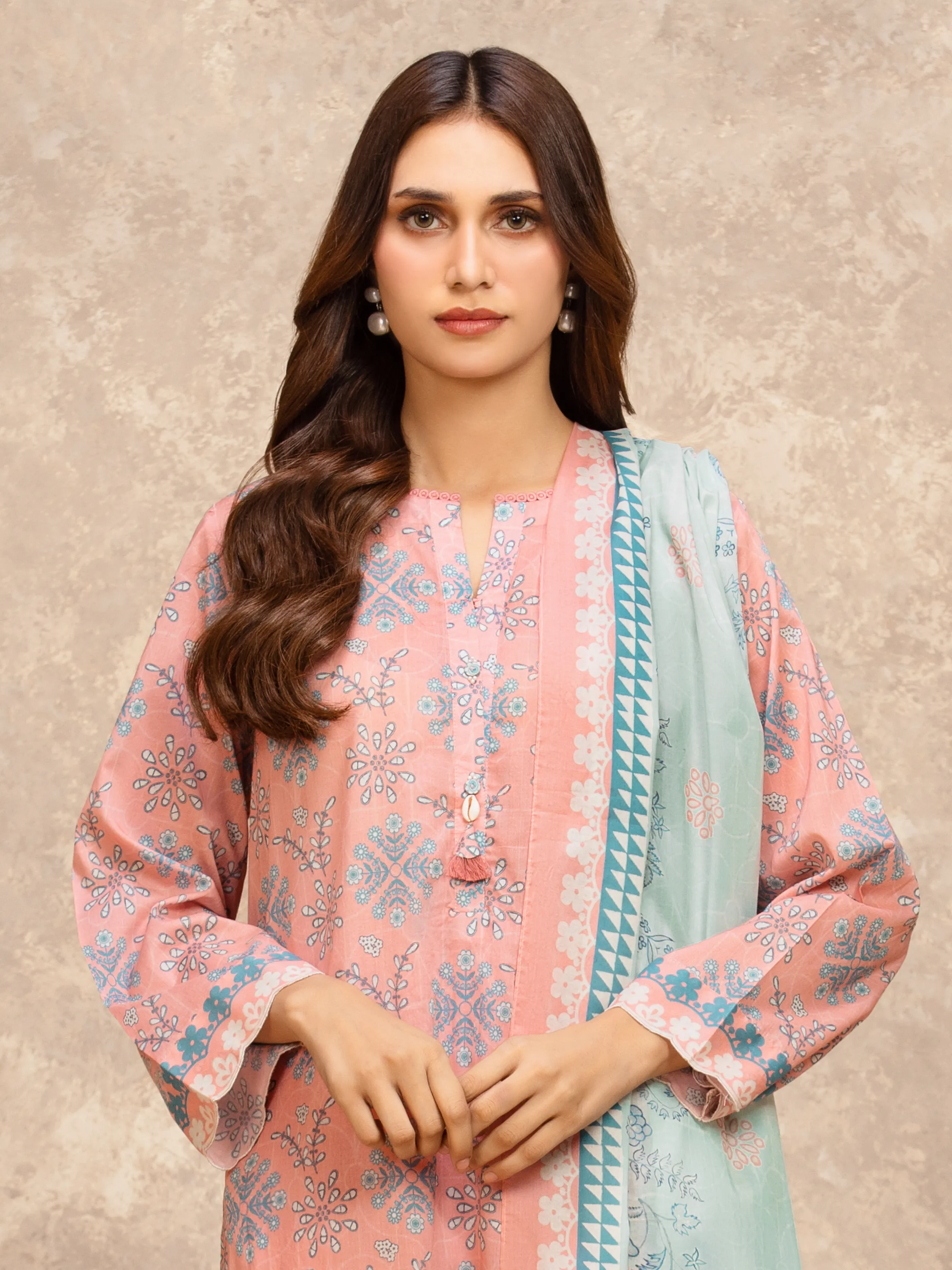 Unstitched Printed Lawn Suit - EWU6A1-36535-3P - Image 2