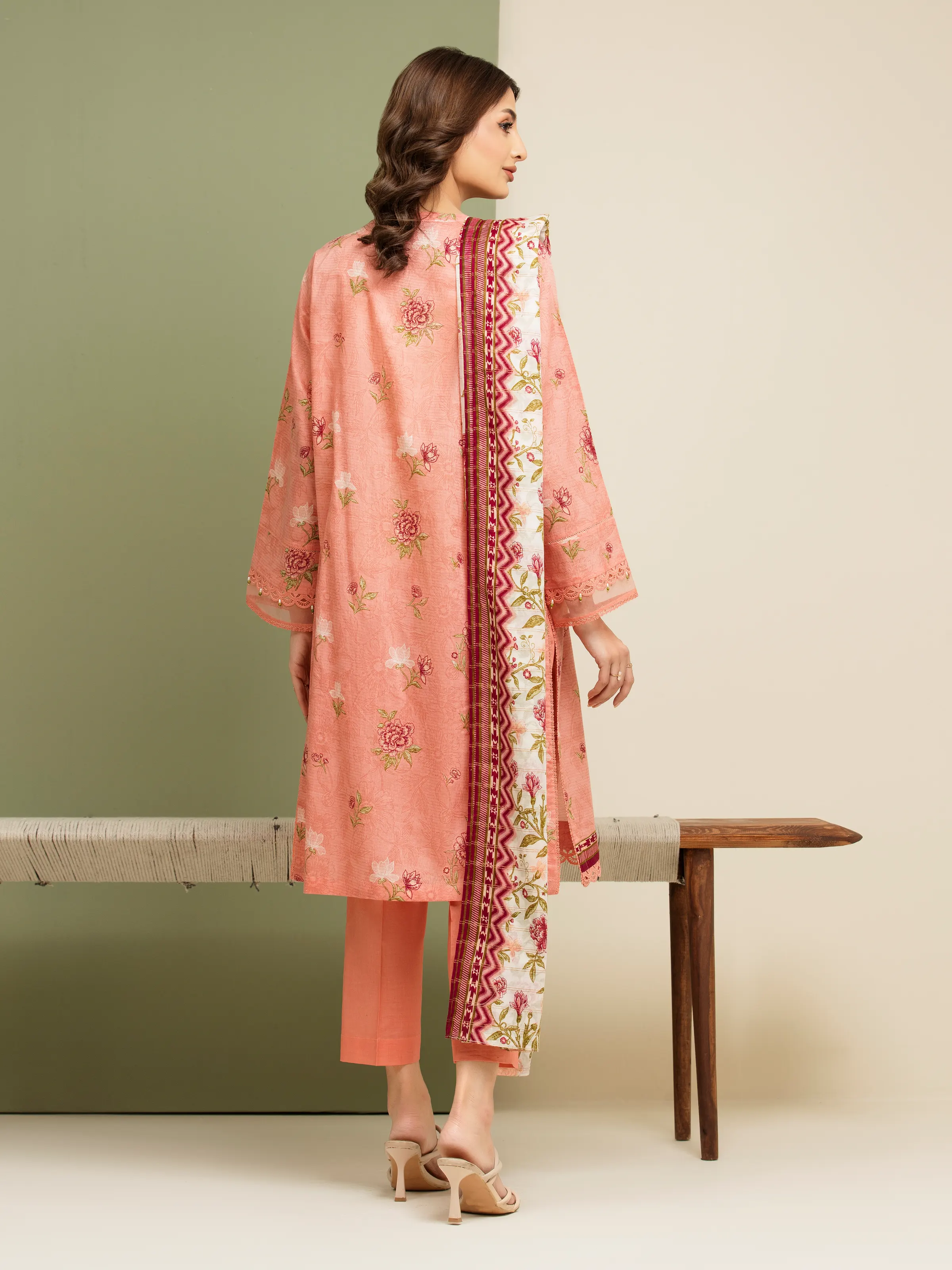 Unstitched Printed Zari Lawn Suit - EWU5M6-007-3P - Image 2