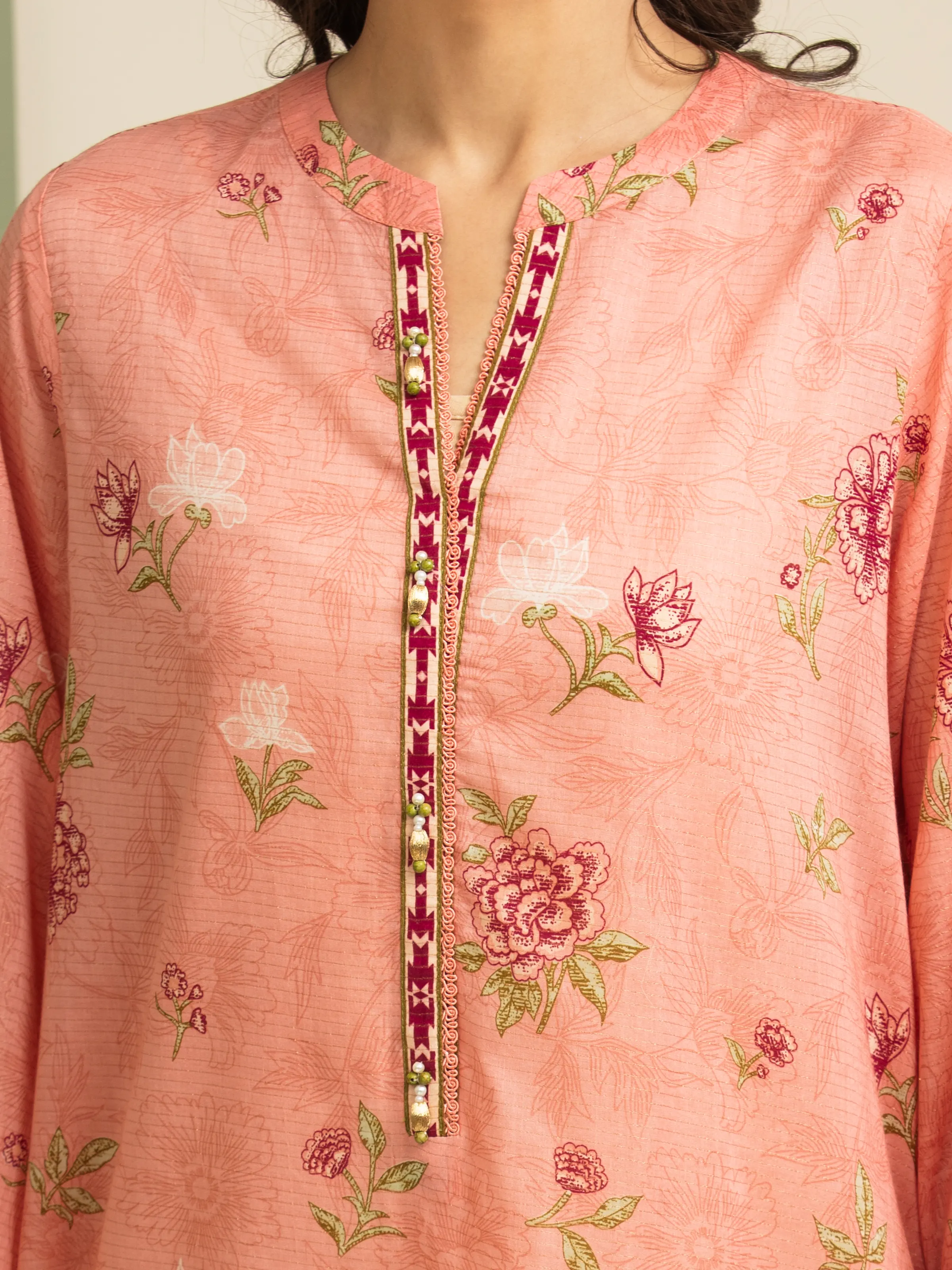 Unstitched Printed Zari Lawn Suit - EWU5M6-007-3P - Image 3