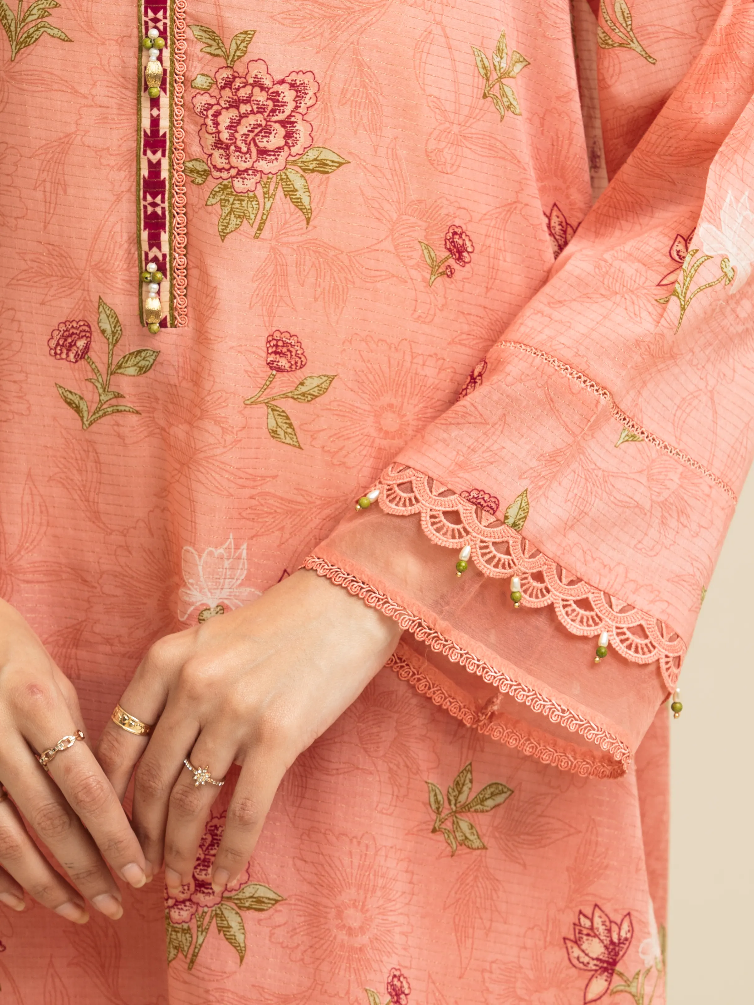 Unstitched Printed Zari Lawn Suit - EWU5M6-007-3P - Image 4