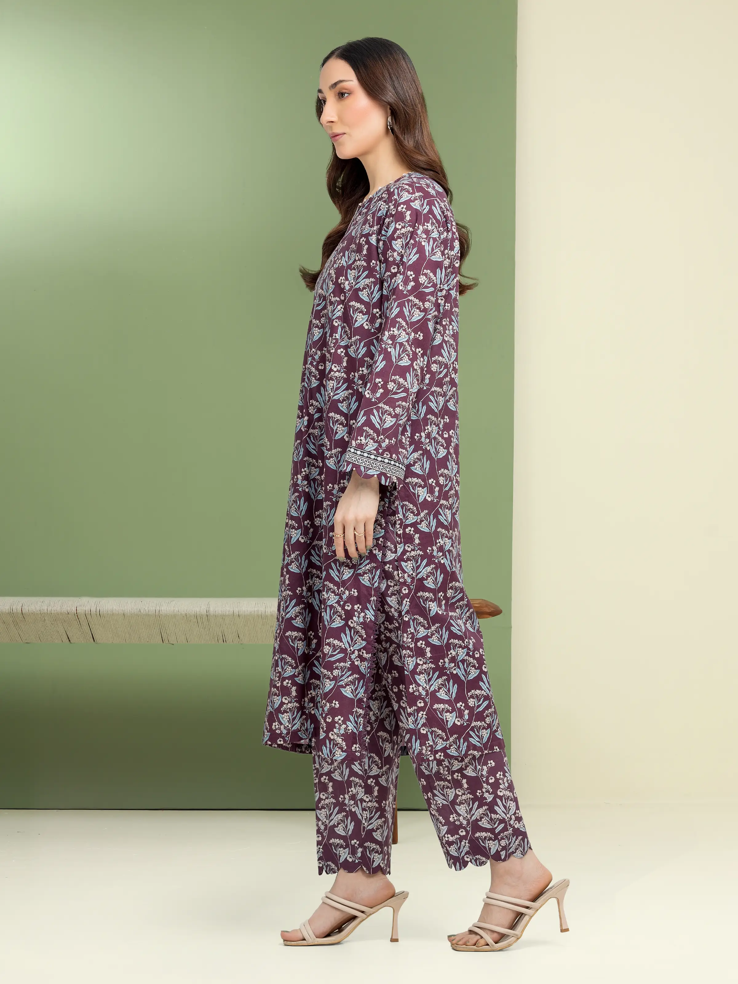 Unstitched Printed Lawn Shirt Trouser - EWU5A1-35602ST - Image 3