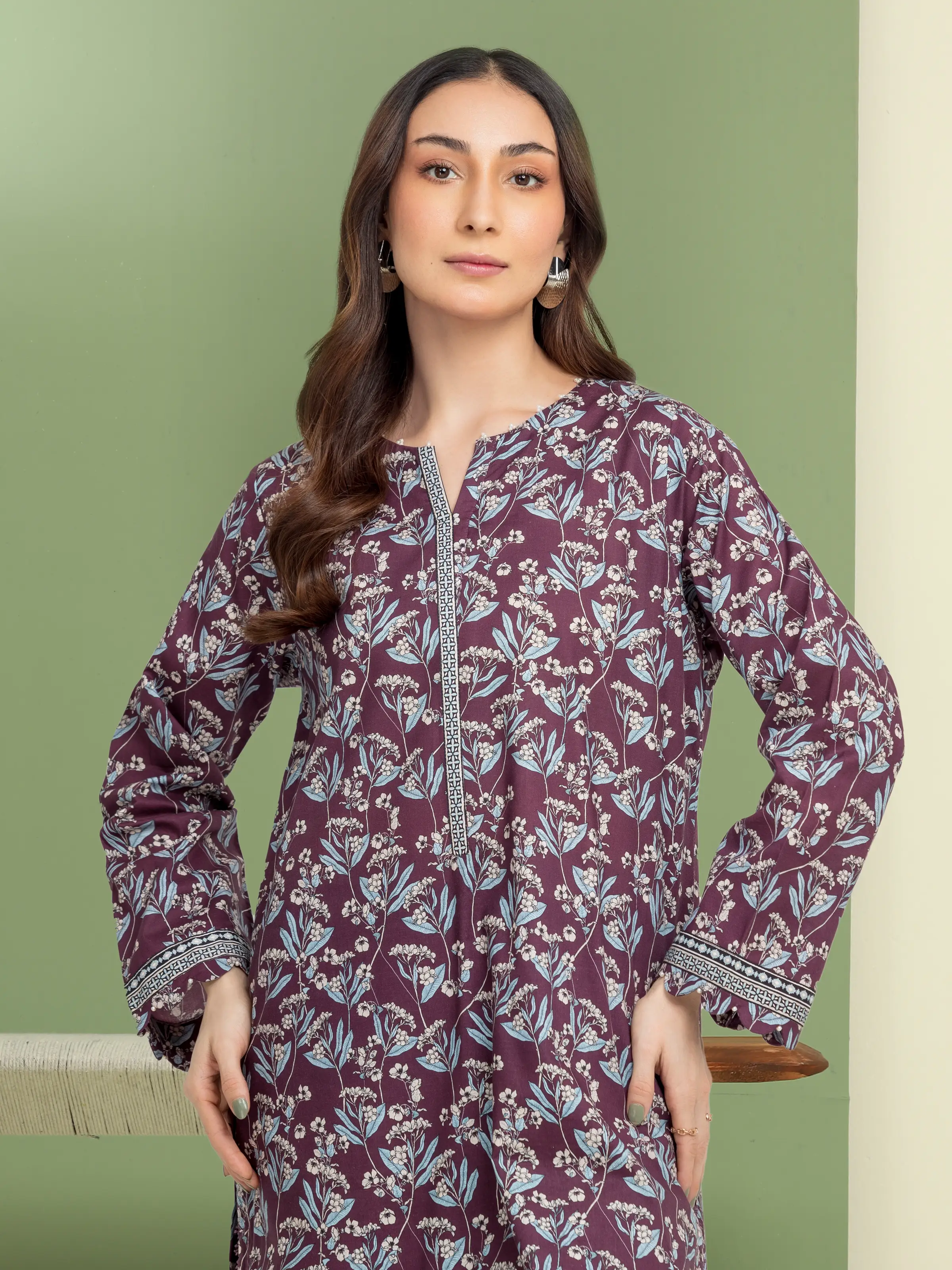 Unstitched Printed Lawn Shirt Trouser - EWU5A1-35602ST - Image 4