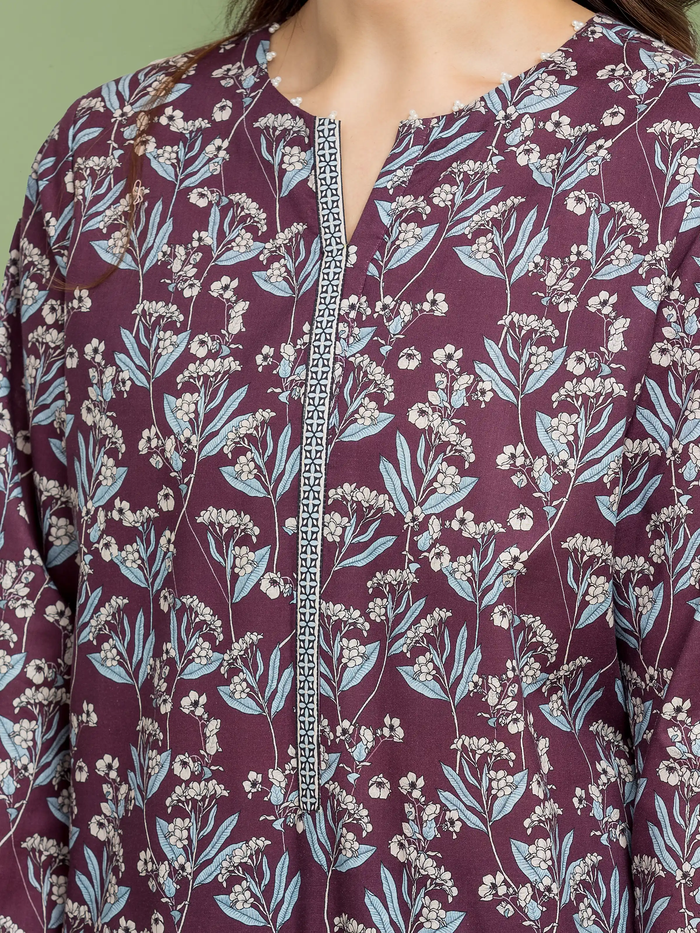 Unstitched Printed Lawn Shirt Trouser - EWU5A1-35602ST - Image 5