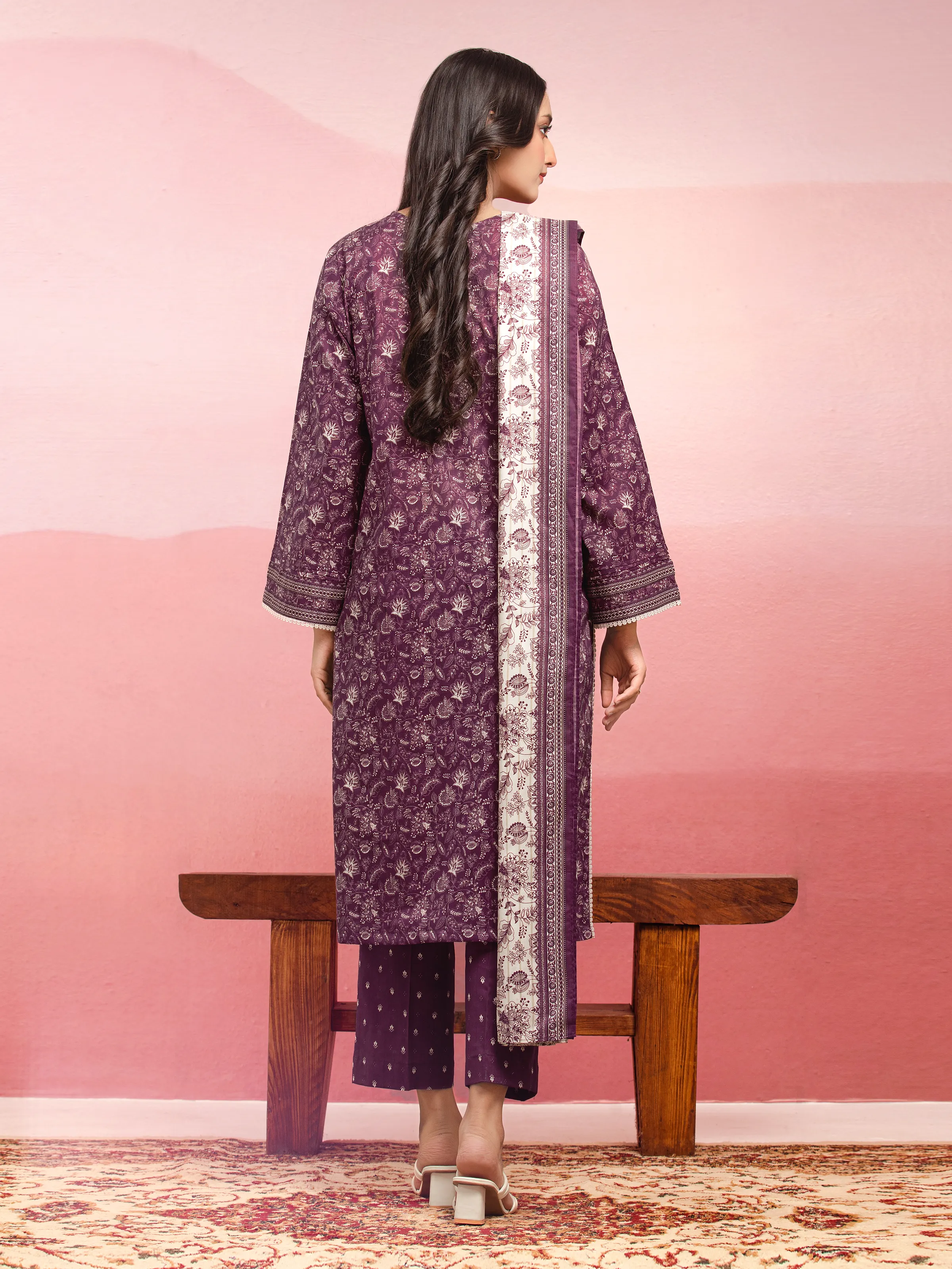 Unstitched Printed Lawn Suit - EWU5A1-35059-3P - Image 4
