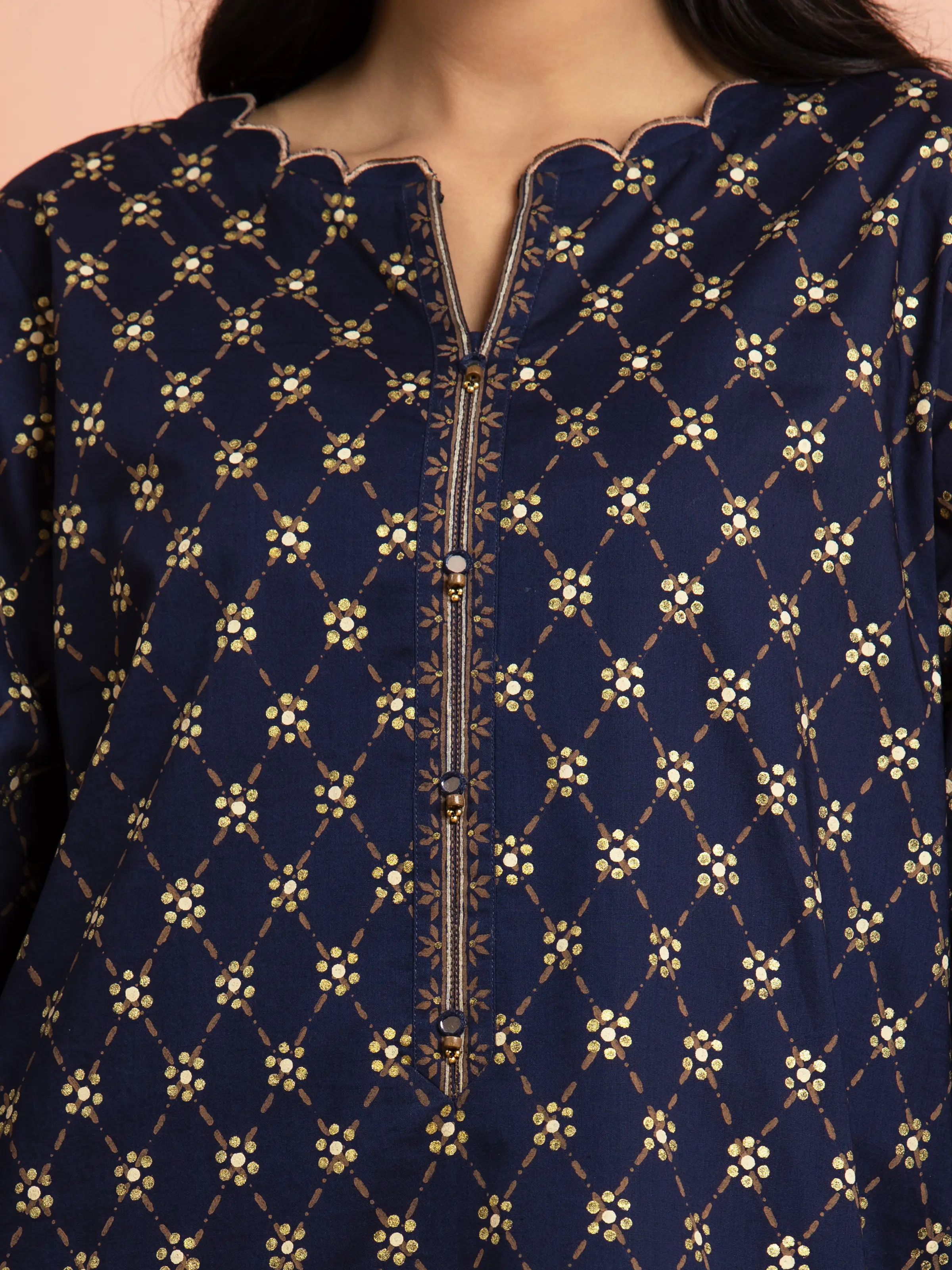 Unstitched Block Print Cambric Suit - EWU5M1-009-3P - Image 2