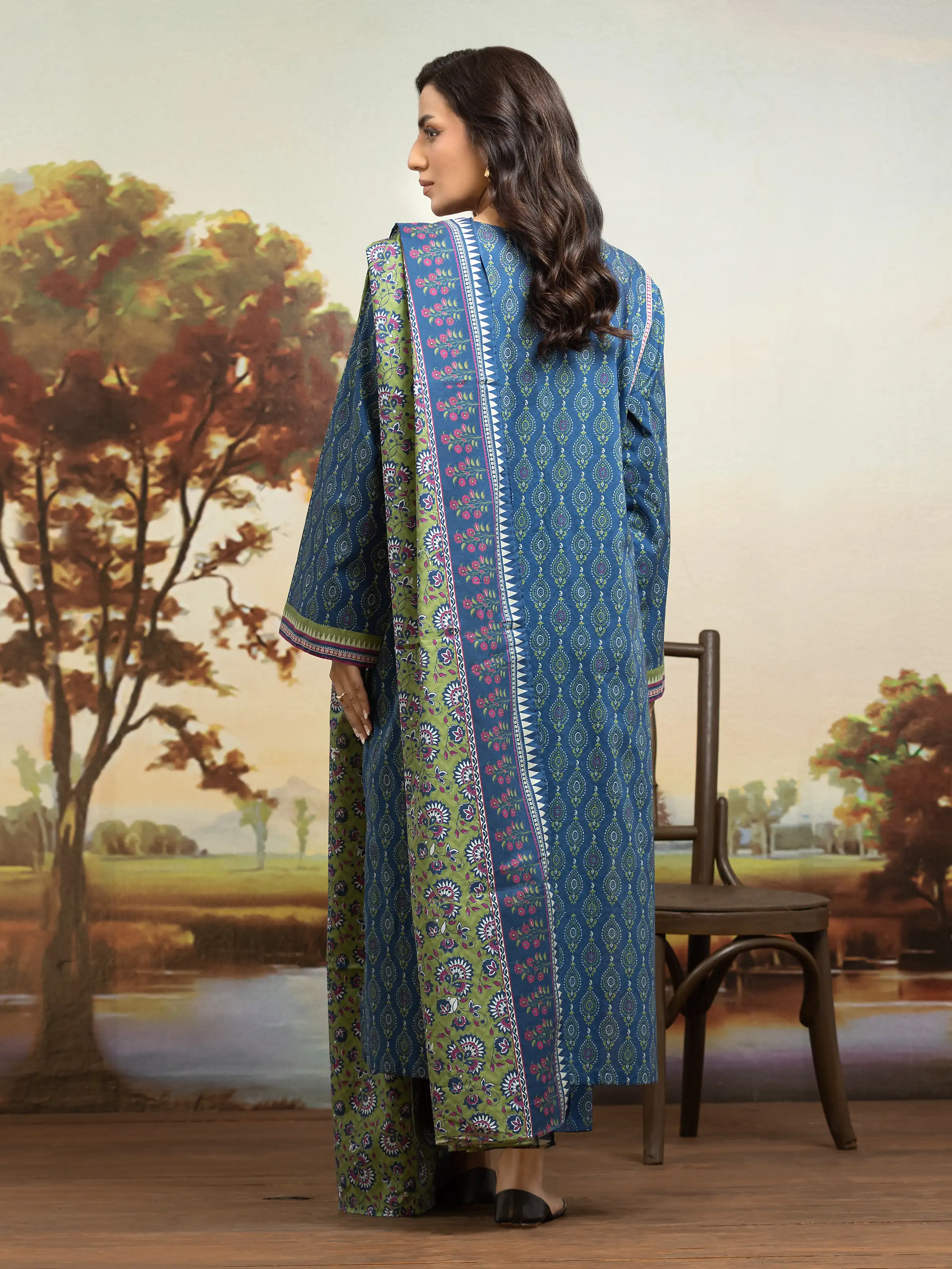 Unstitched  Printed Khaddar Shirt Dupatta - EWU24A3-29820SD - Image 2