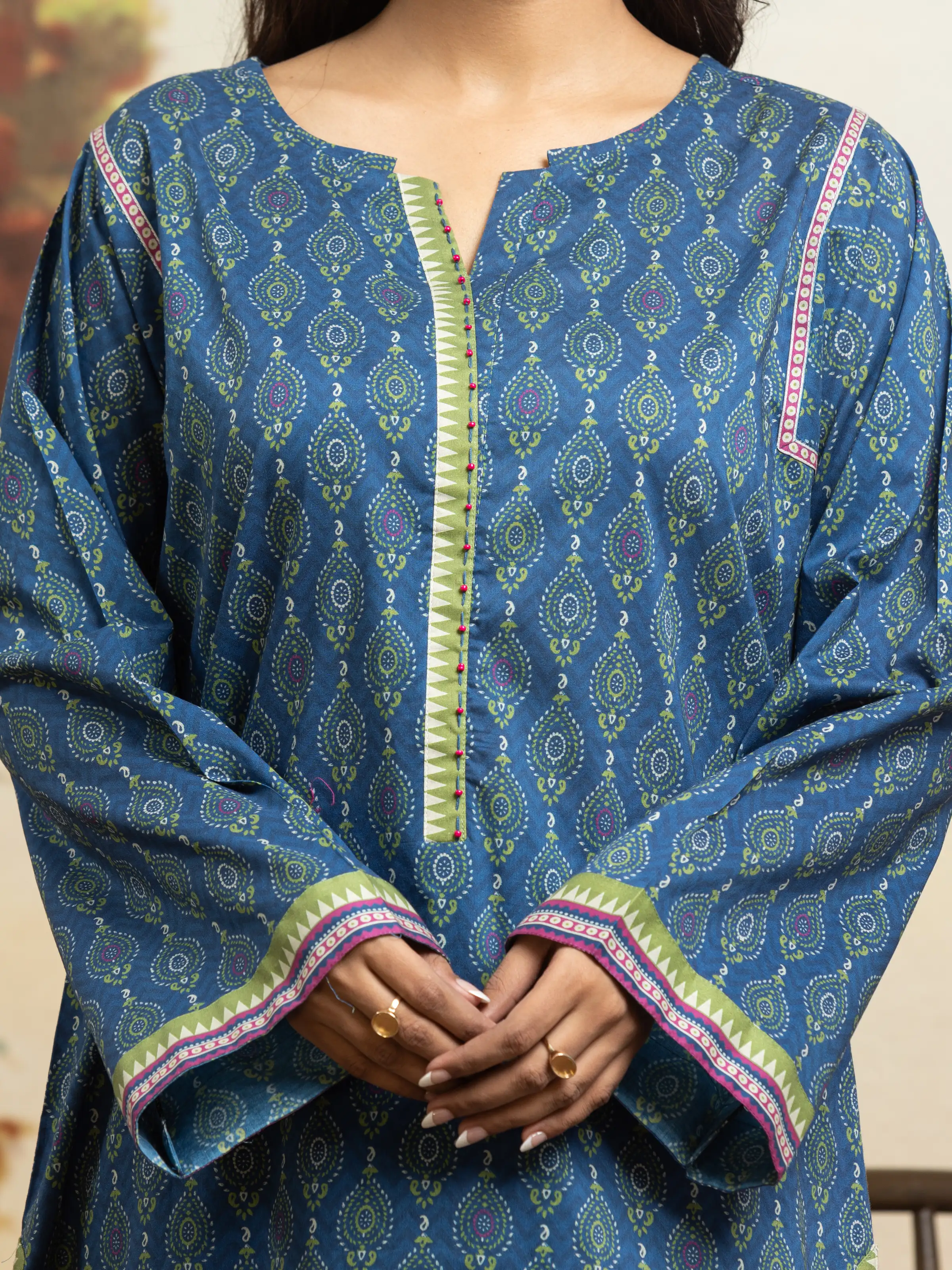 Unstitched  Printed Khaddar Shirt Dupatta - EWU24A3-29820SD - Image 3