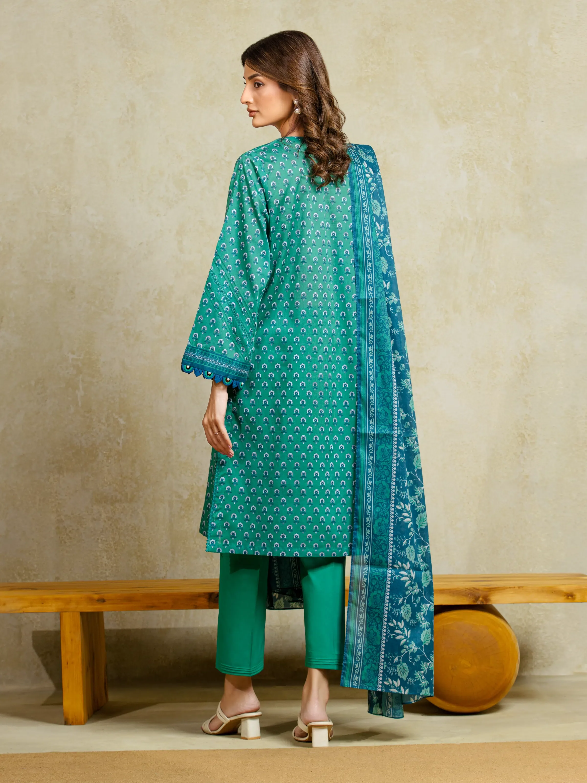 Unstitched Printed Khaddar Shirt Dupatta - EWU5A3-35934SD - Image 6