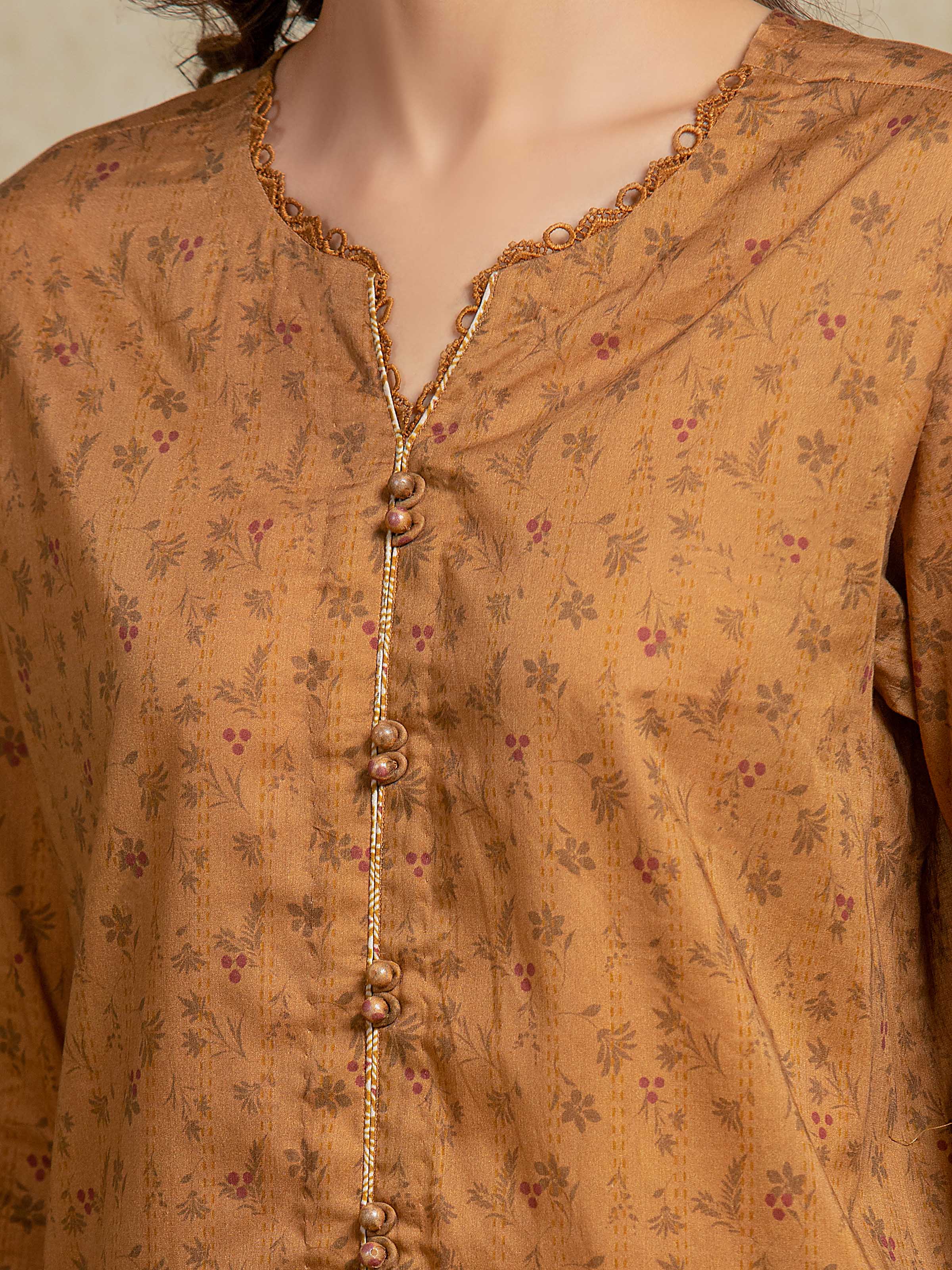 Unstitched Printed Khaddar Shirt Dupatta - EWU5A3-35969SD - Image 3