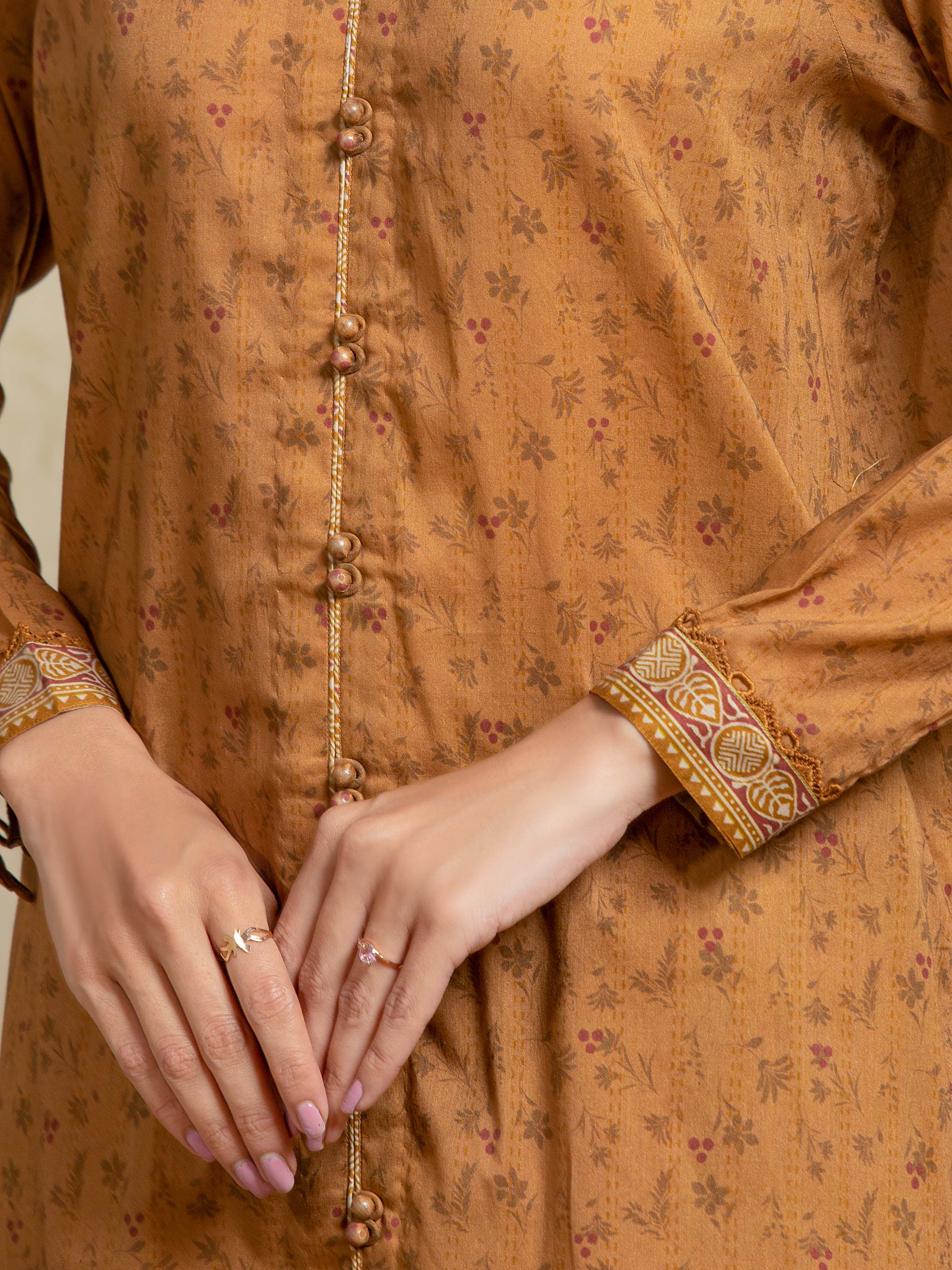 Unstitched Printed Khaddar Shirt Dupatta - EWU5A3-35969SD - Image 4