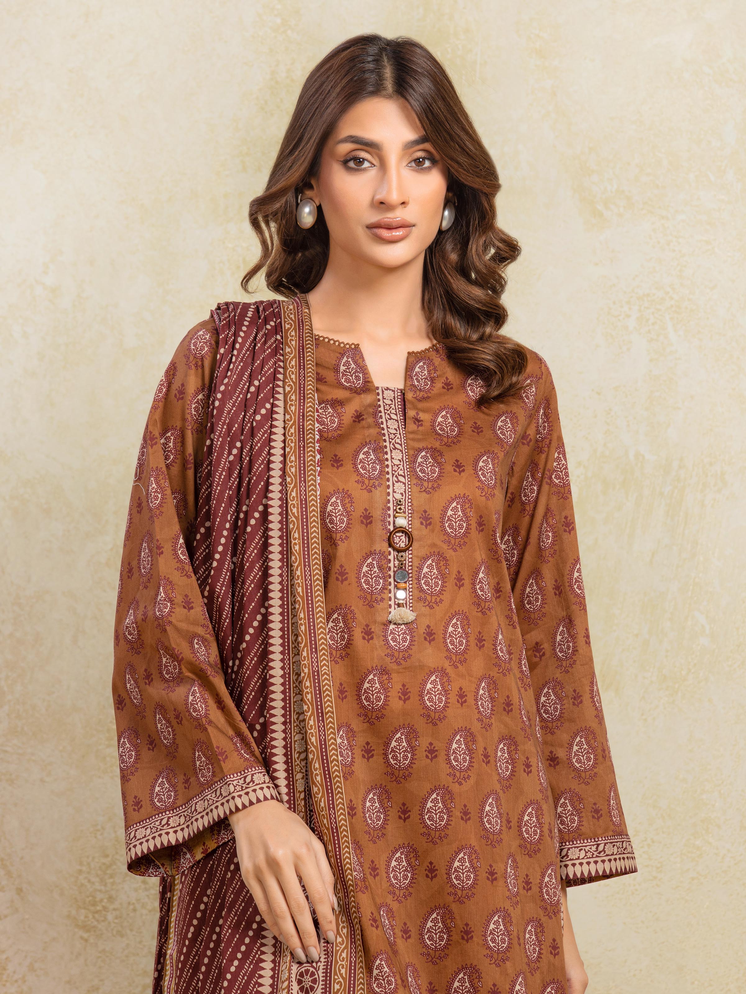 Unstitched Printed Khaddar Suit - EWU5A3-35976-3P - Image 2
