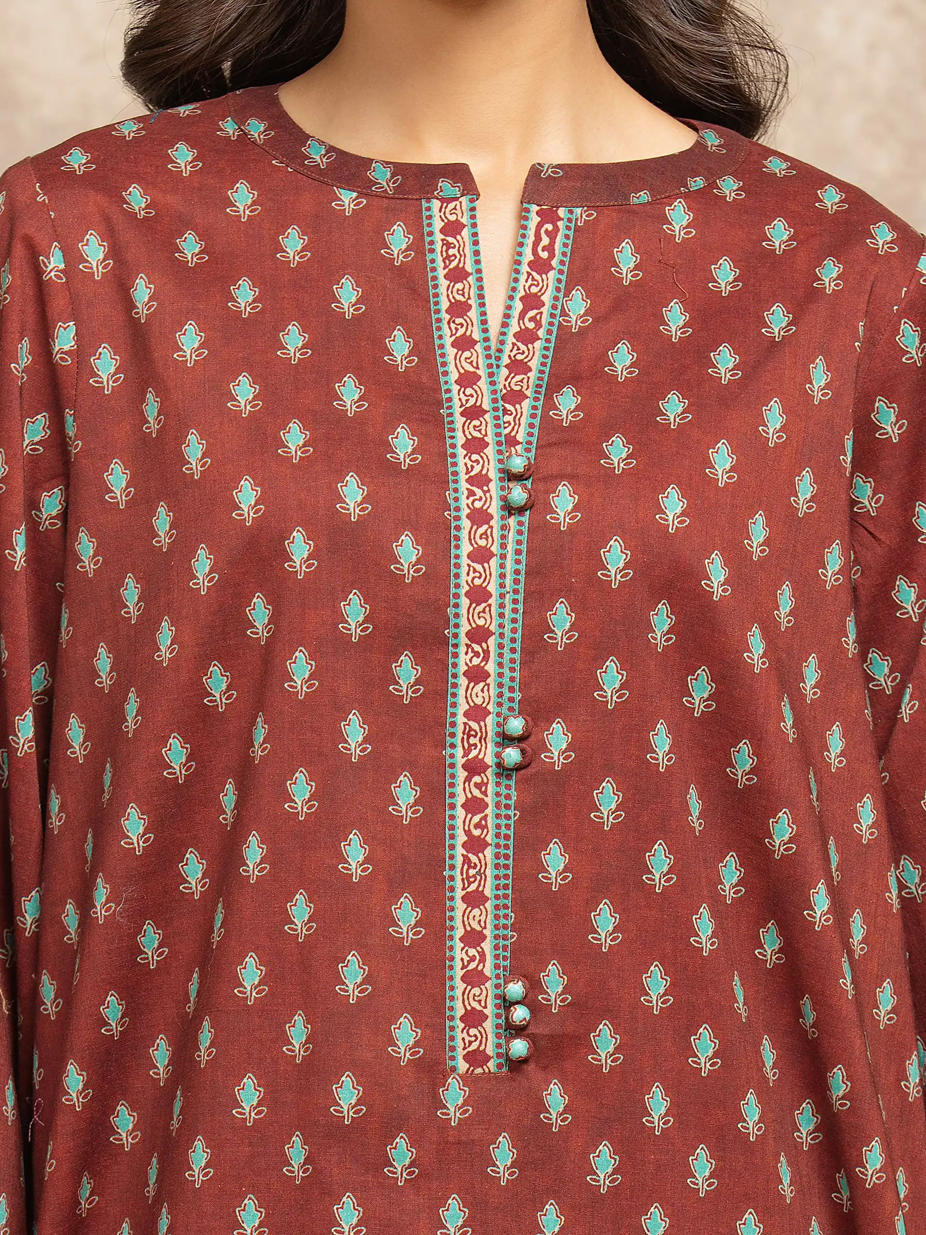 Unstitched Printed Khaddar Shirt Dupatta - EWU5M3-009SD - Image 4