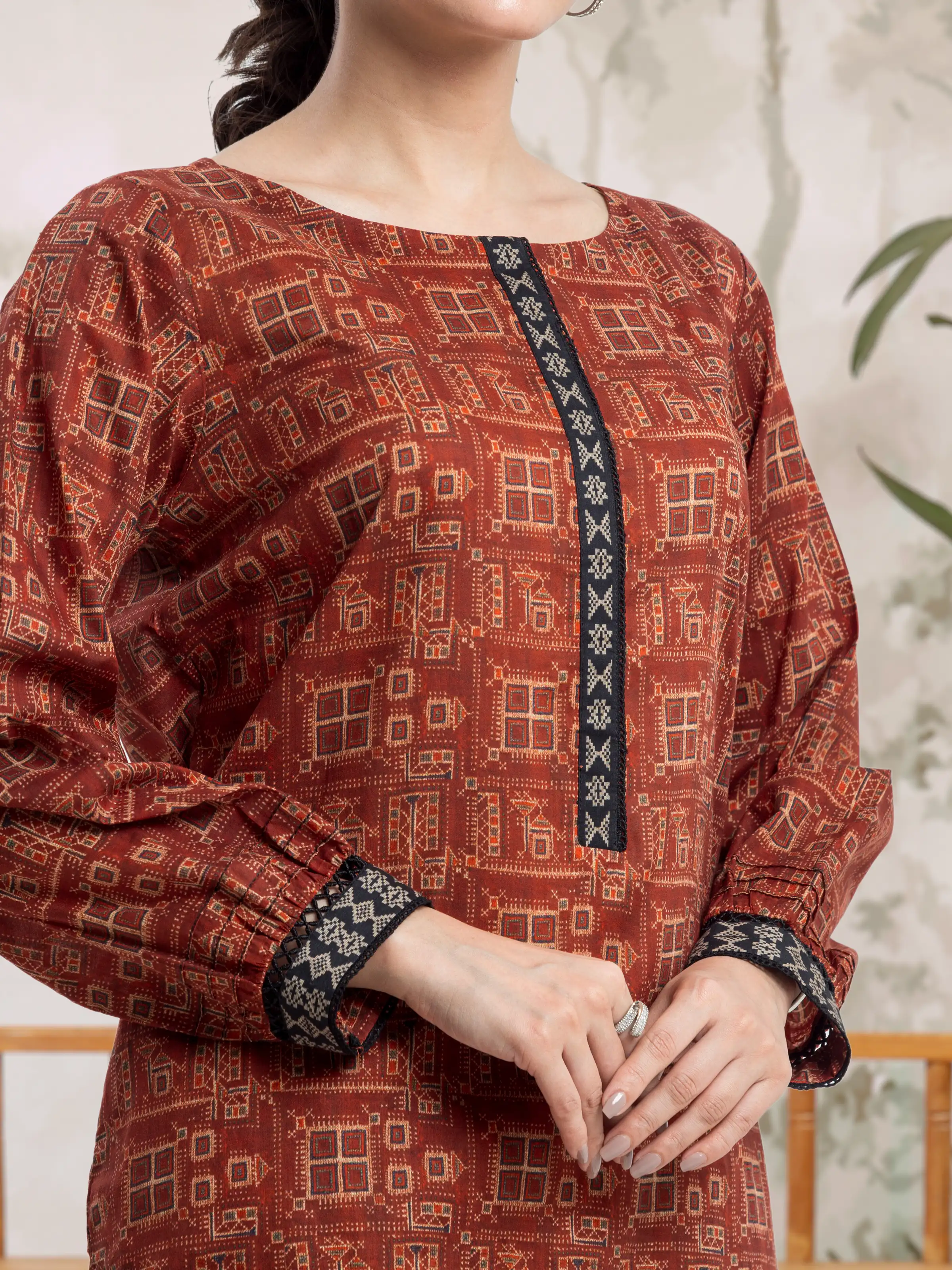 Unstitched Printed Khaddar Shirt - EWU24A3-28494S - Image 2