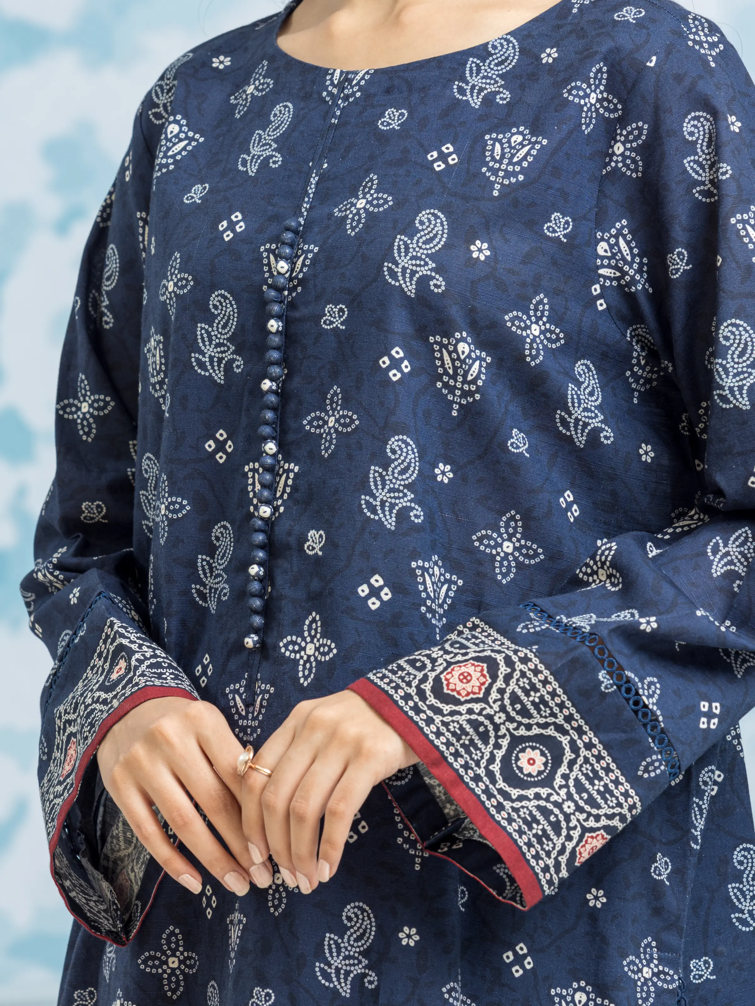 Unstitched  Printed Khaddar Shirt - EWU24A3-29312S - Image 3