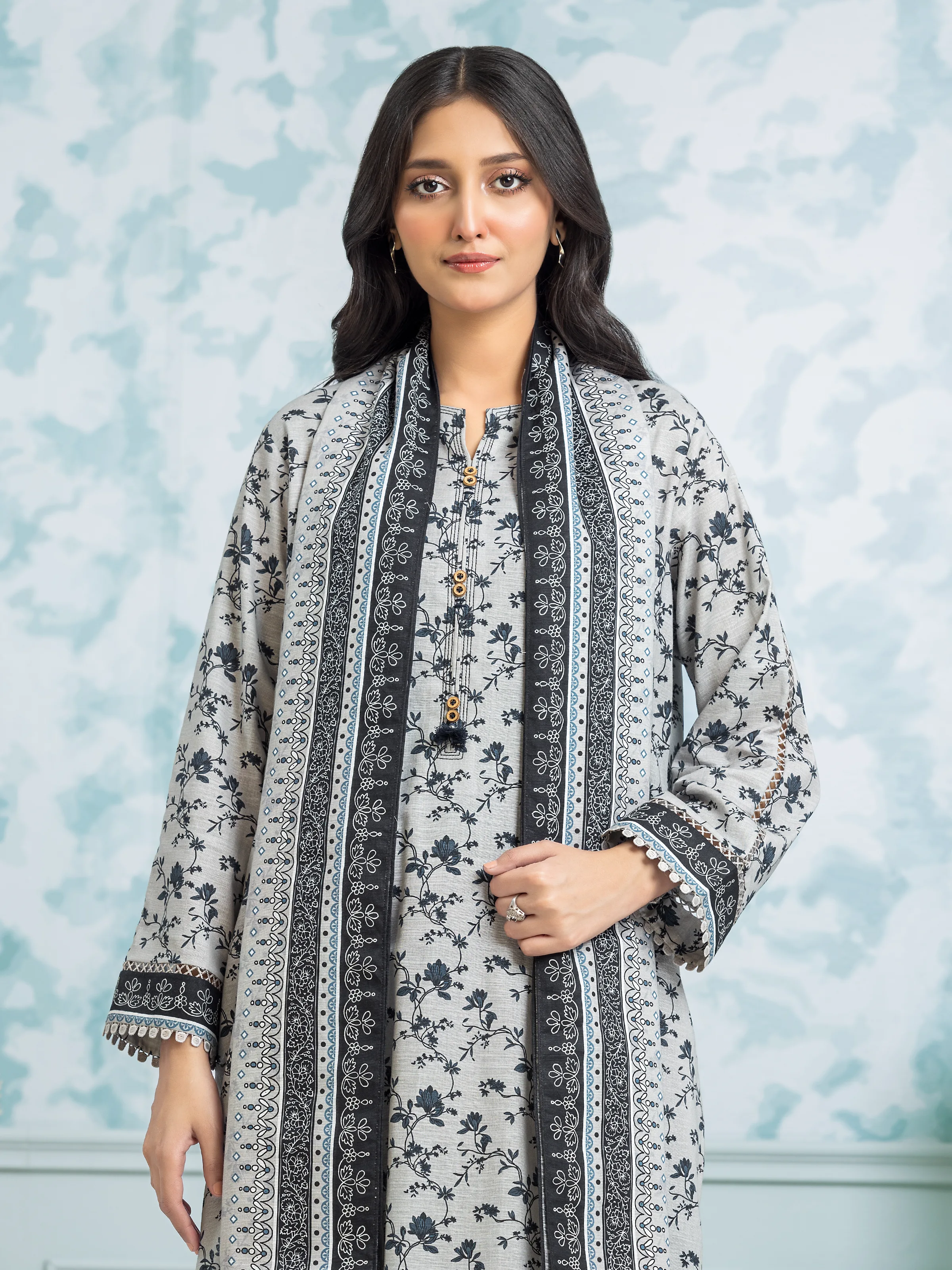 Unstitched  Printed Khaddar Shirt - EWU24A3-29315S - Image 2