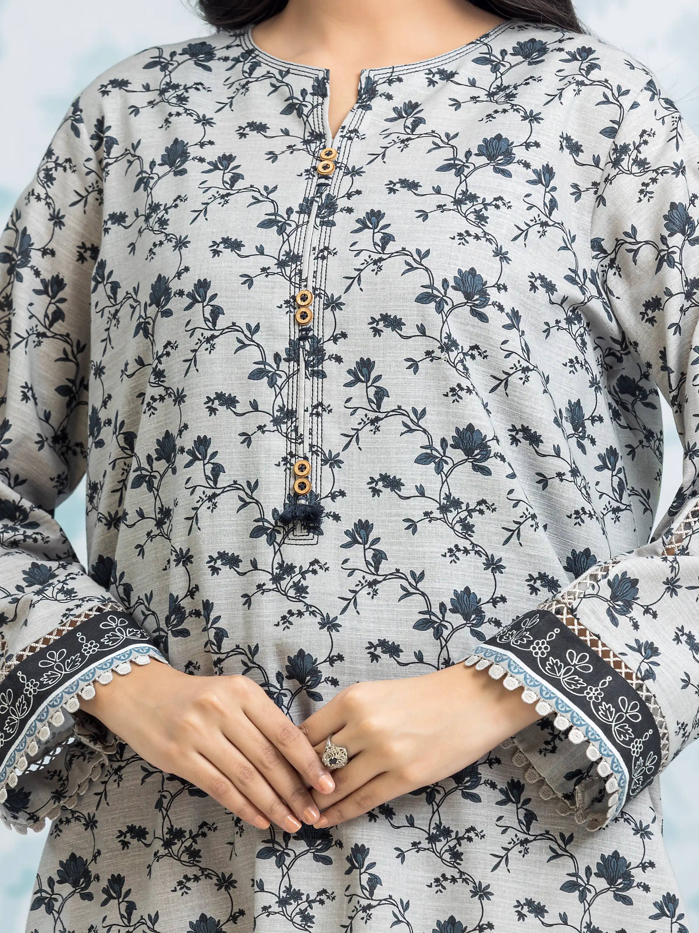 Unstitched  Printed Khaddar Shirt - EWU24A3-29315S - Image 4