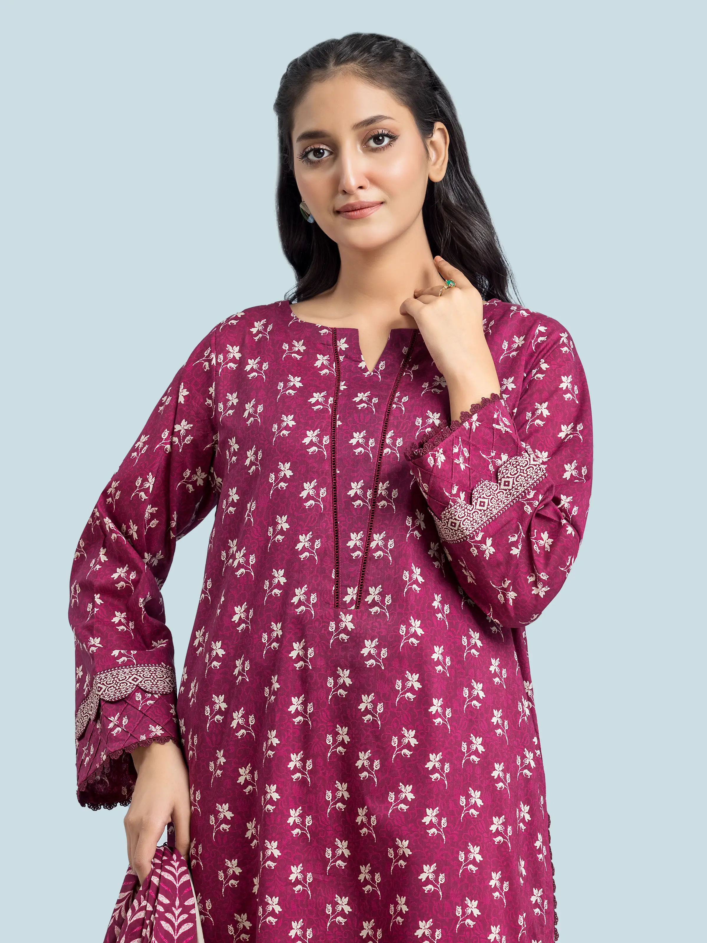 Unstitched  Printed Khaddar Shirt - EWU24A3-29647S - Image 3