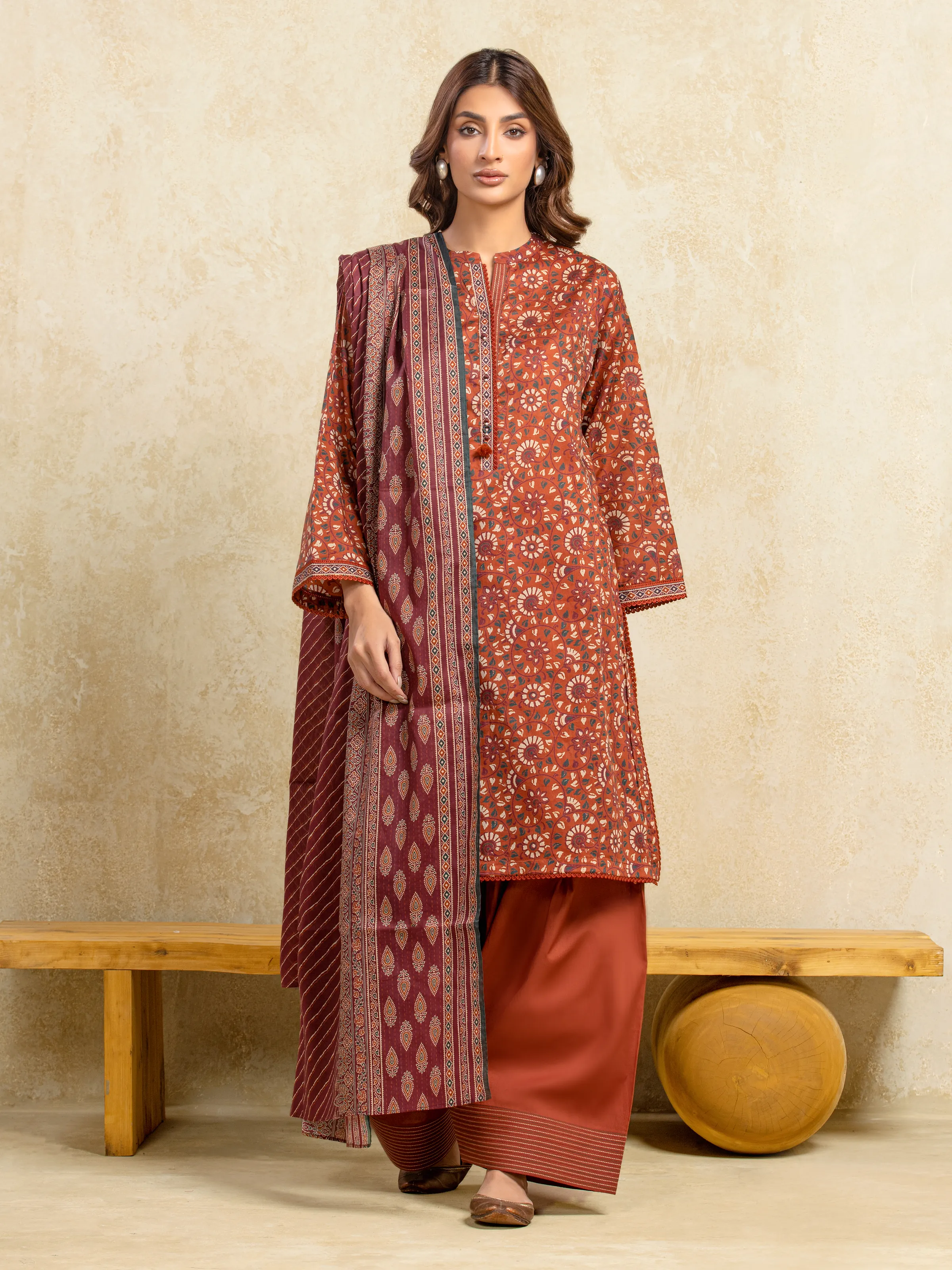 Unstitched Printed Khaddar Suit - EWU5A3-35977-3P