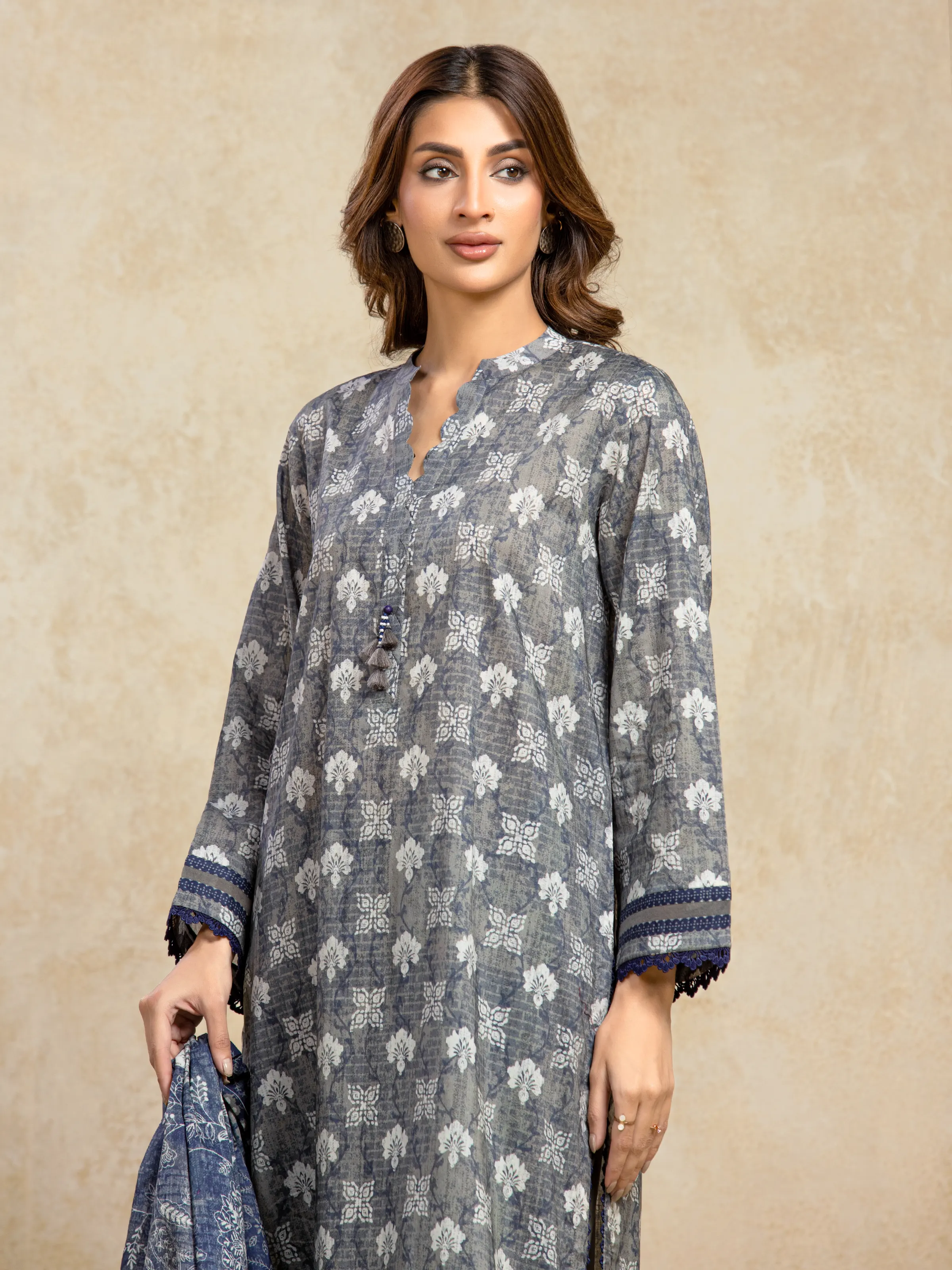 Unstitched Printed Khaddar Shirt - EWU5A3-35999S - Image 2
