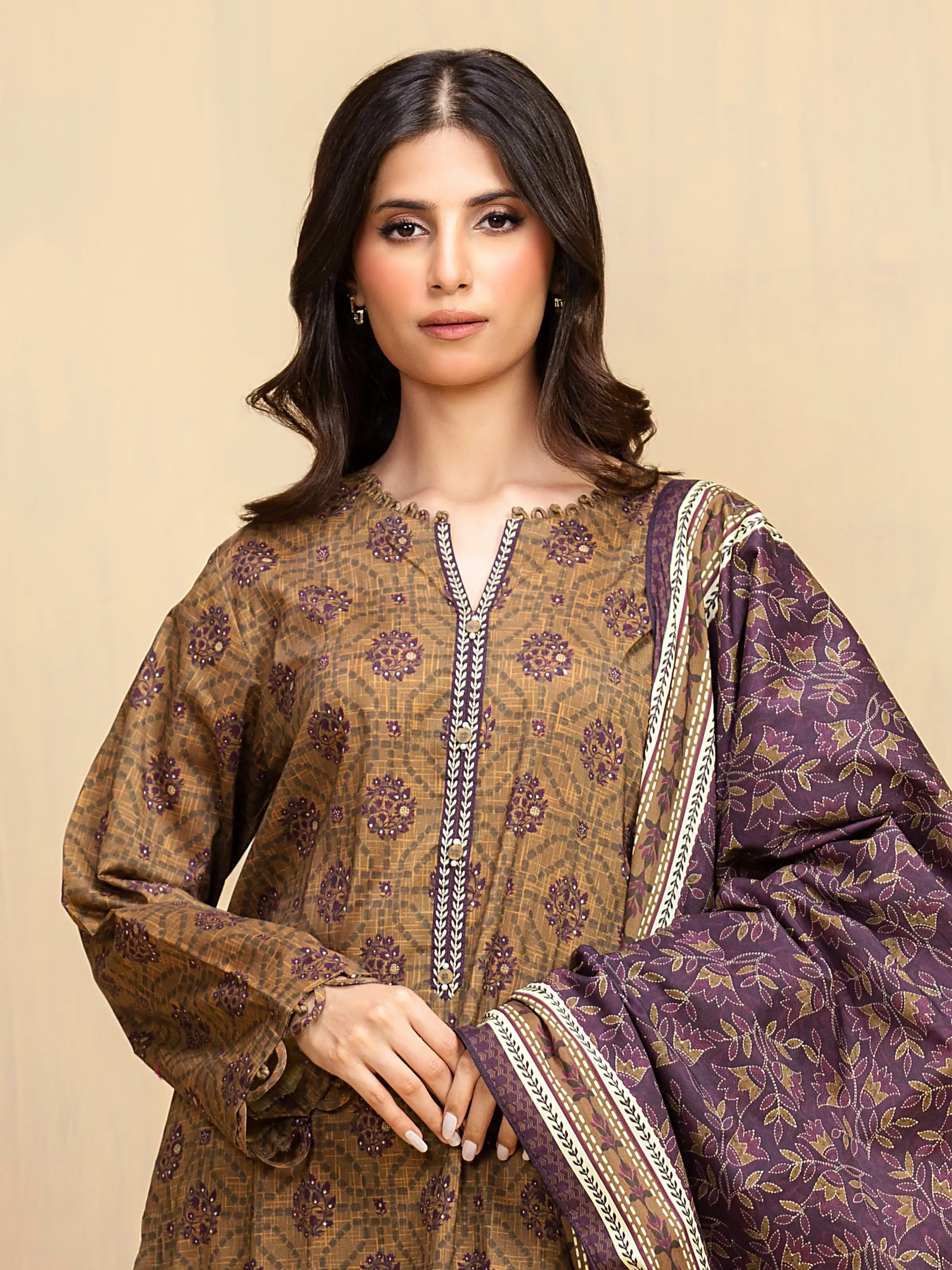 Unstitched Printed Khaddar Suit - EWU5A3-36011-3P - Image 2