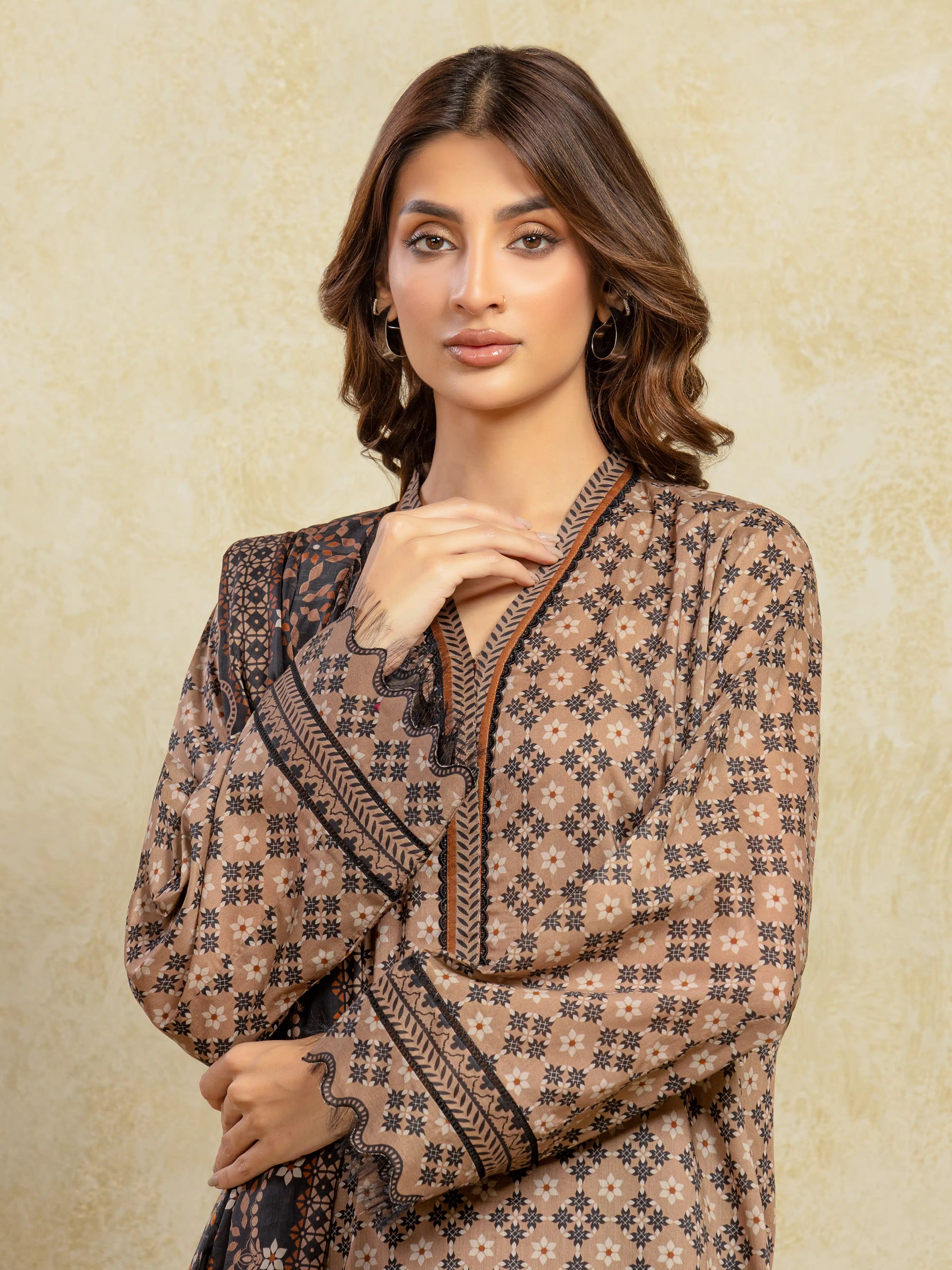 Unstitched Printed Khaddar Suit - EWU5A3-36101-3P - Image 2