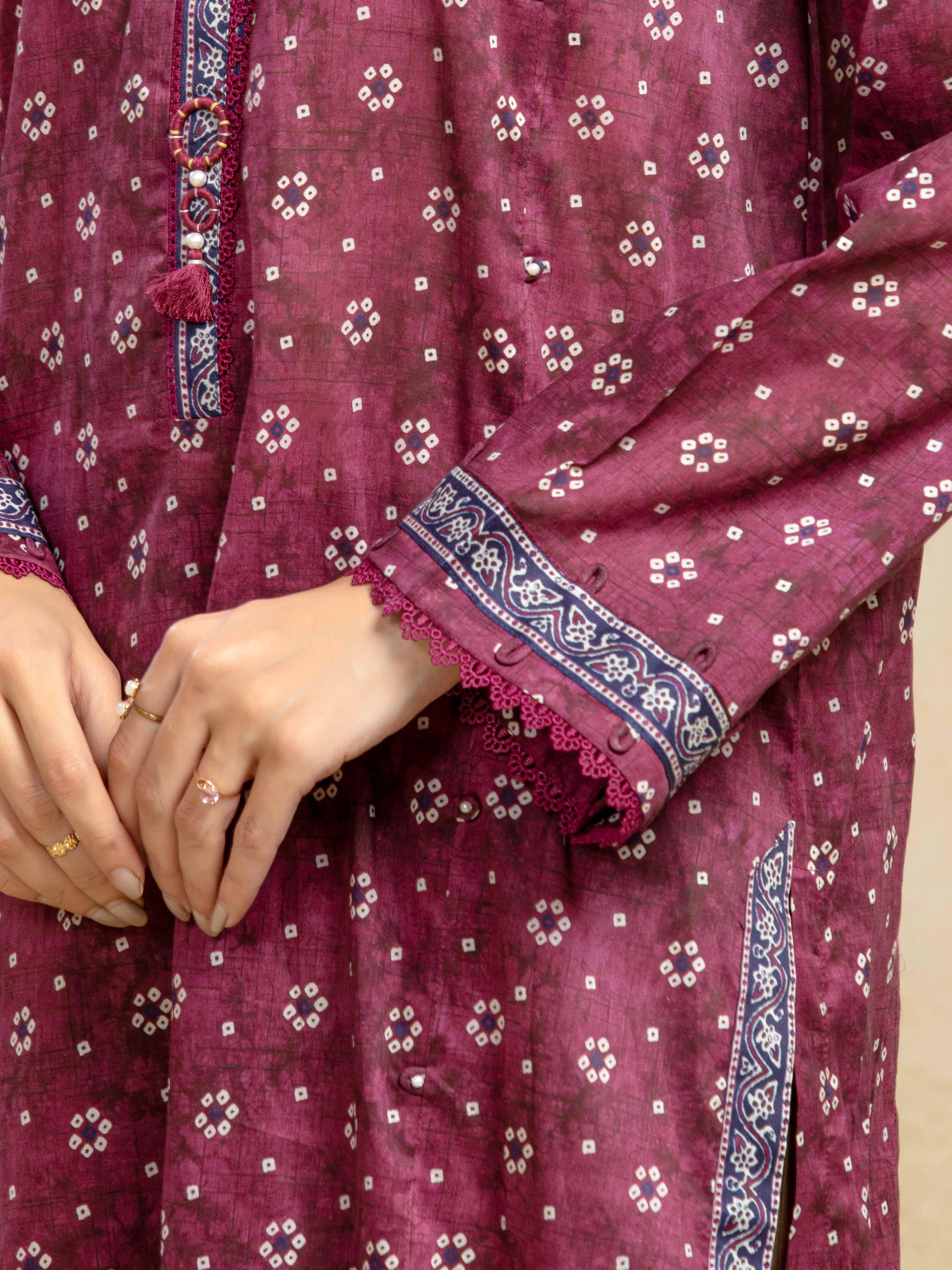 Unstitched Printed Khaddar Shirt - EWU5A3-36107S - Image 3