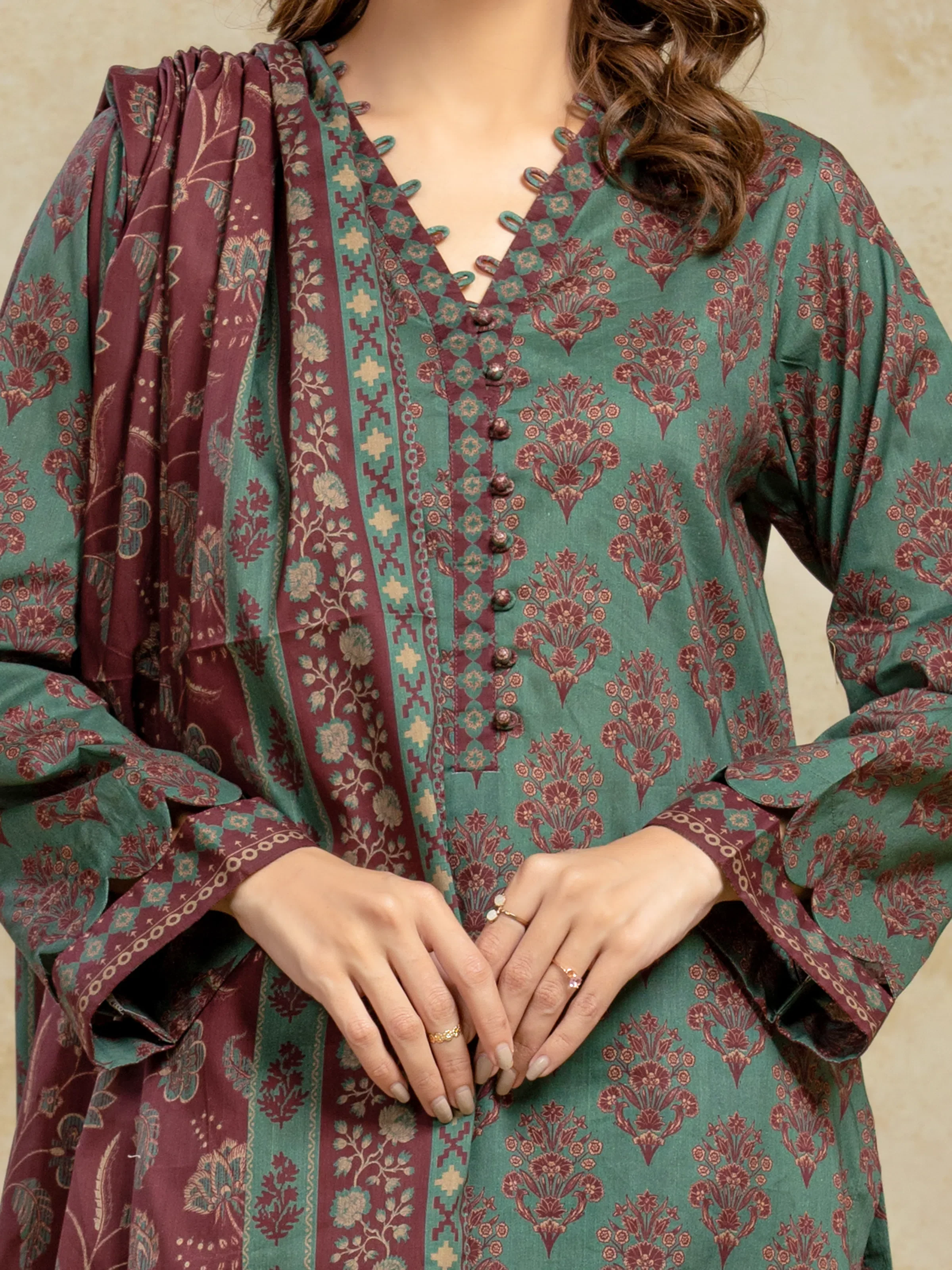 Unstitched Printed Khaddar Shirt - EWU5A3-36116S - Image 3
